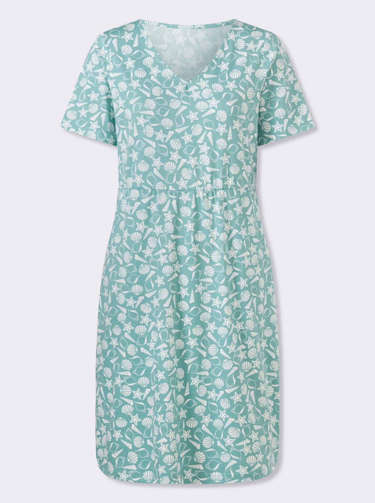 Jerseykleid mit Taschen - salbei-ecru-bedruckt