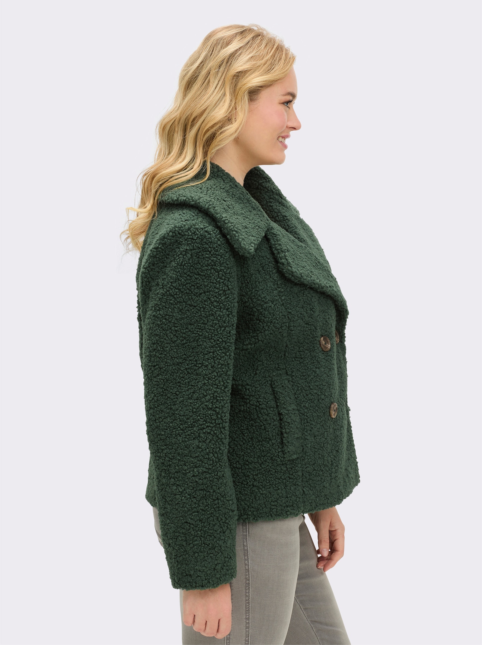 sheego by Joe Browns Cabanjacke aus Teddyfleece - moos