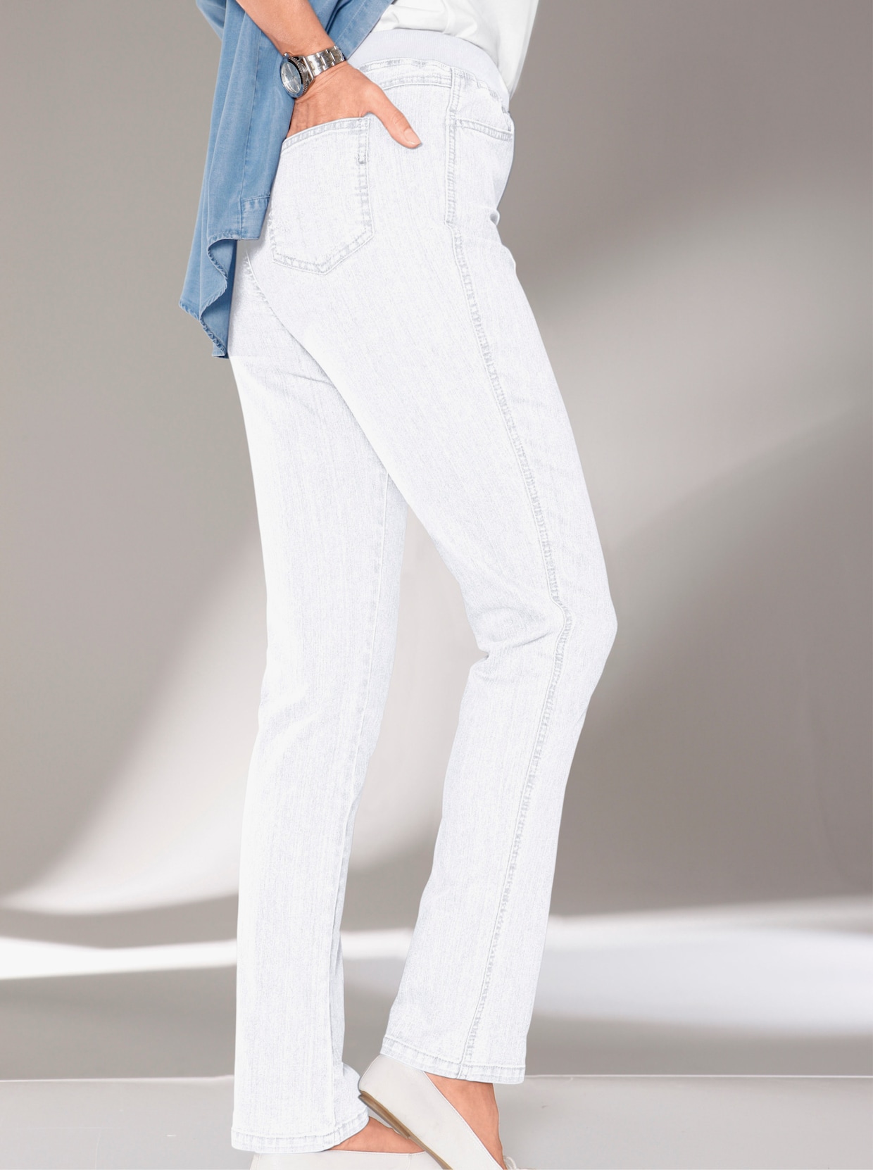Strečové džíny - bílá