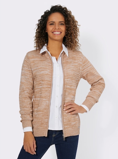 Strickjacke - camel-ecru-meliert