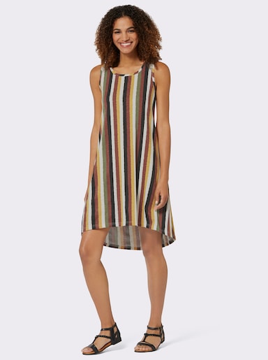 Jerseykleid mit Flammgarn-Struktur - ocker-khaki-gestreift