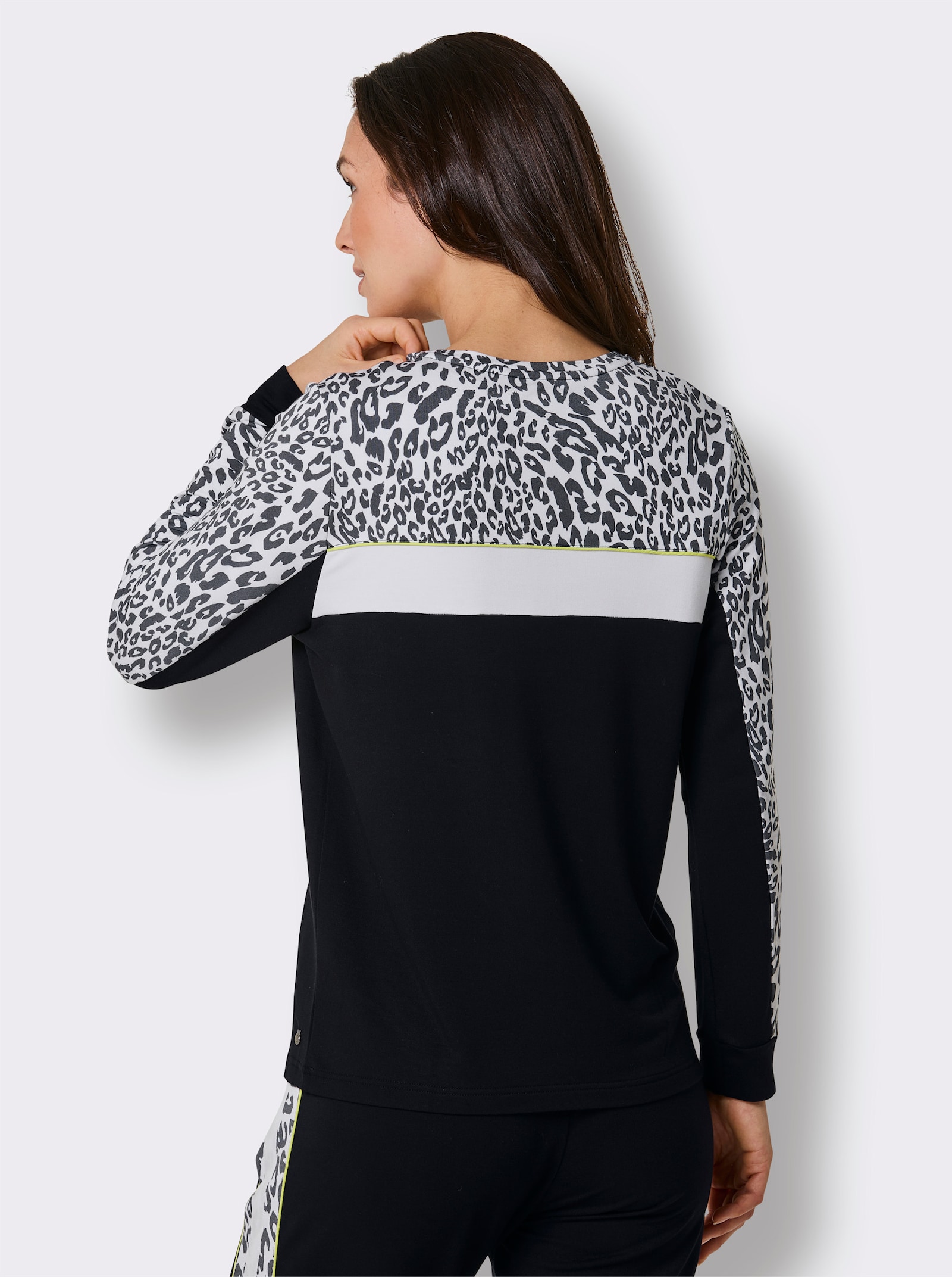 CREATION L PREMIUM Langarmshirt in Lyocell-Qualität - schwarz-weiß