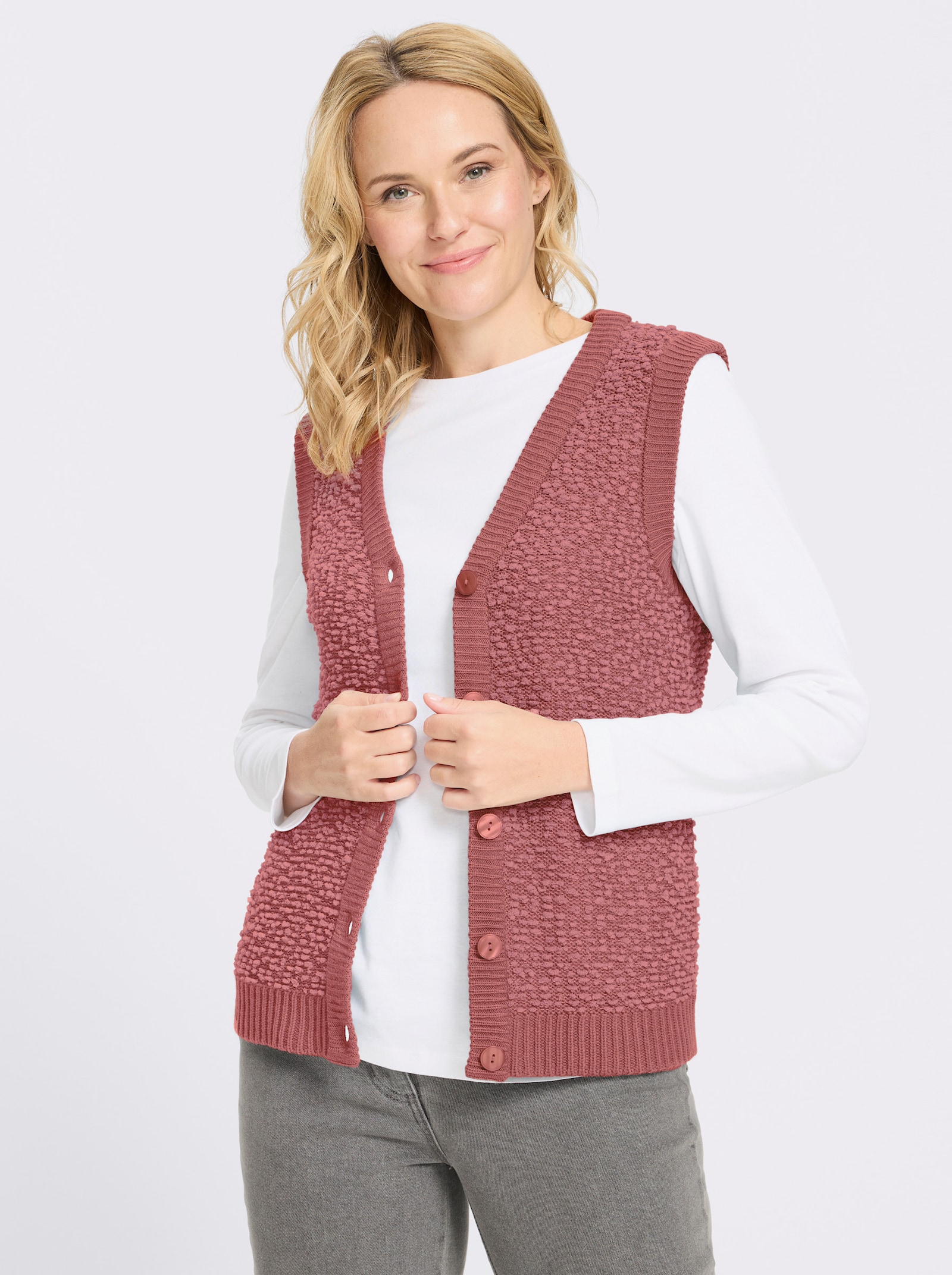 Strickweste aus Effektgarn - rosenholz