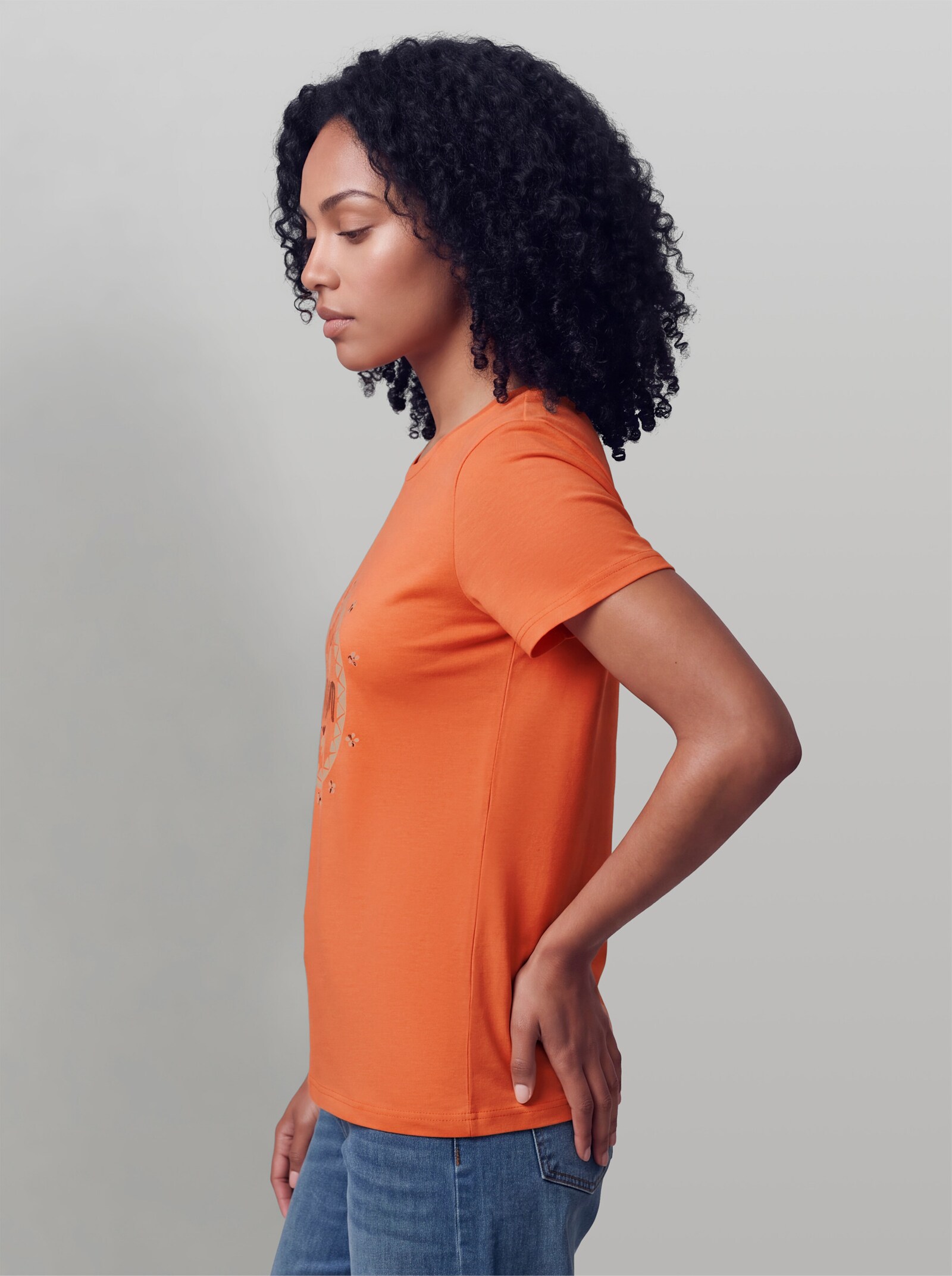 heine Kurzarmshirt mit Schriftzug - orange