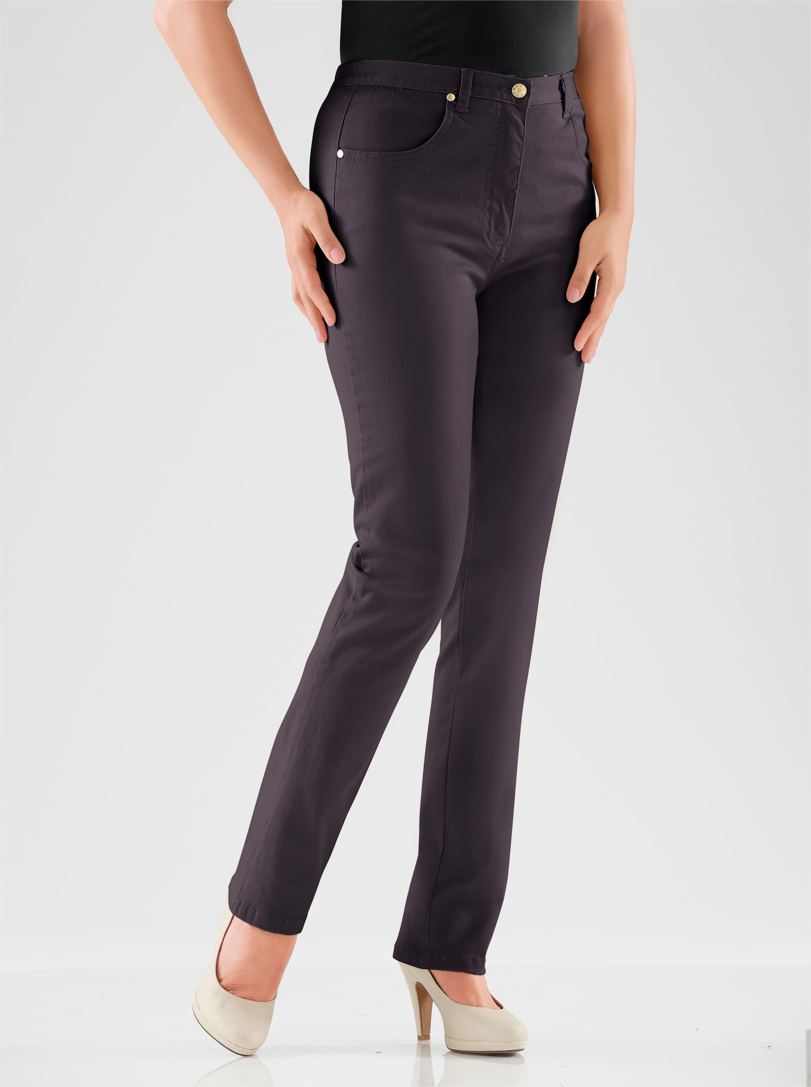 Jeans mit abgerundeten Taschen - black-denim