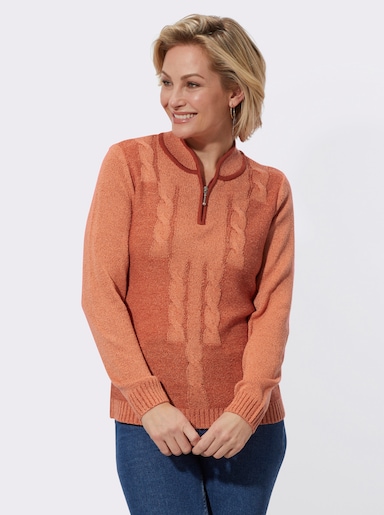 Bouclé-Pullover - papaya-meliert