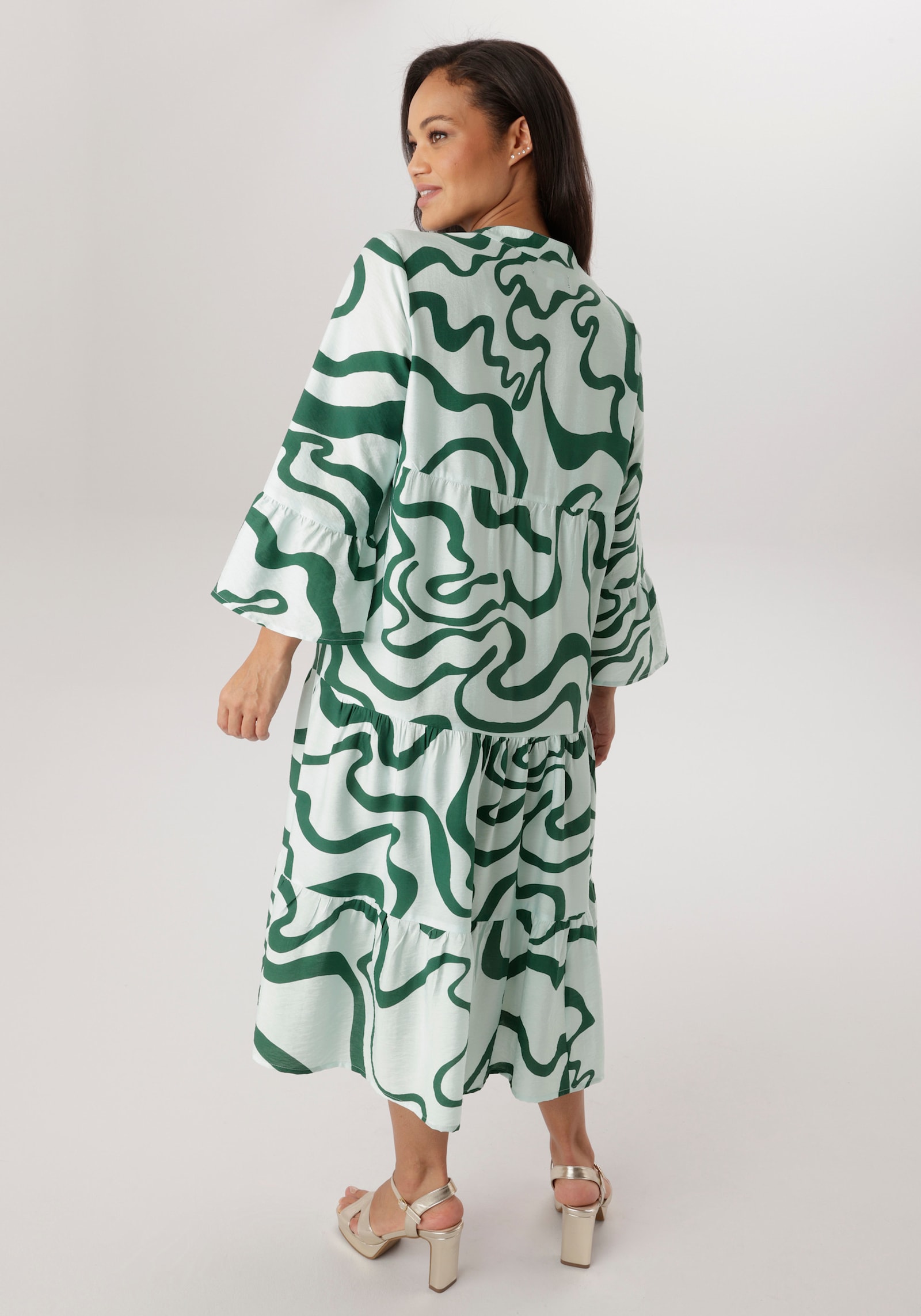 Aniston PLUS Midikleid - grün-weiß