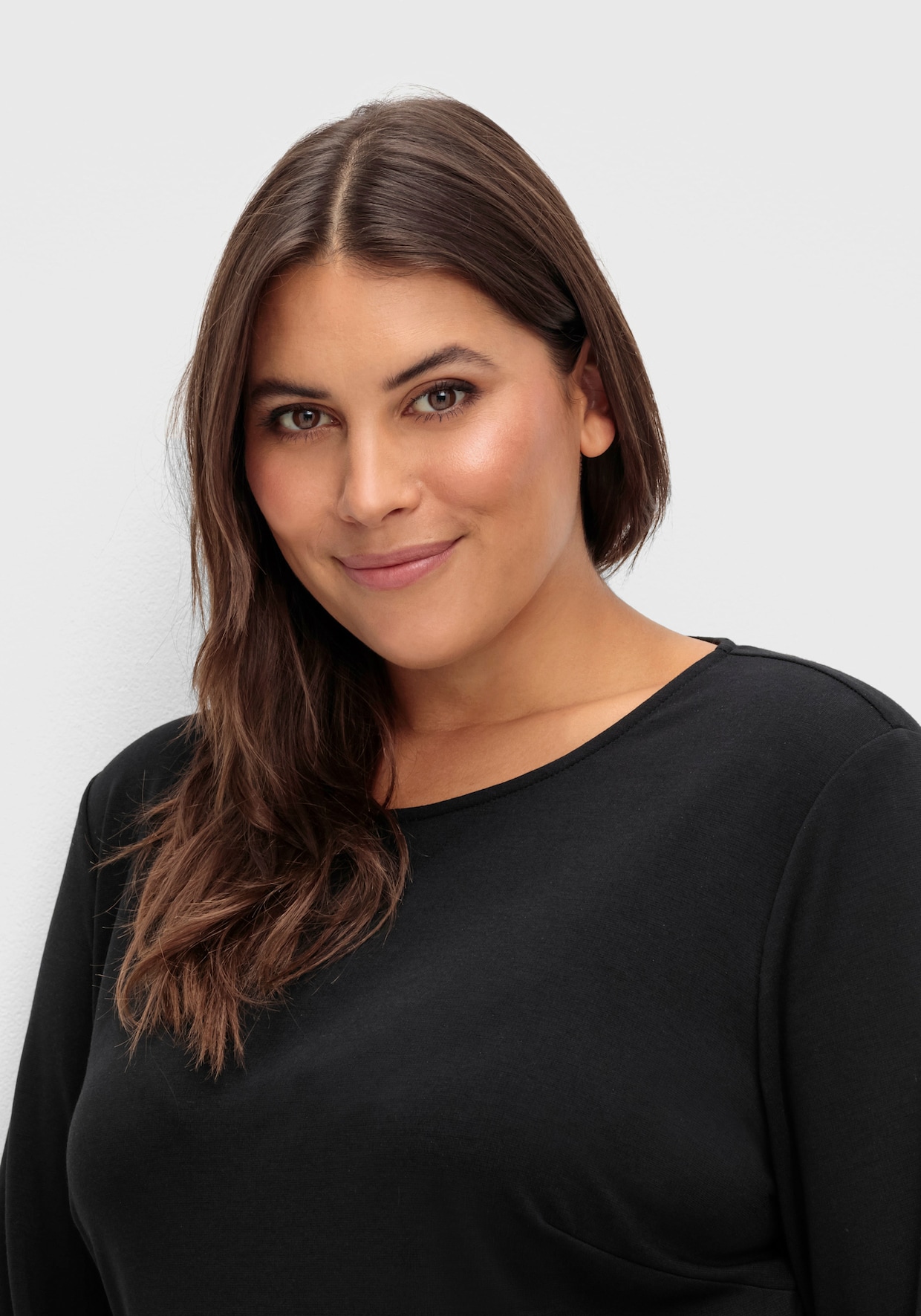 Jerseykleid mit elastischen Bündchen - schwarz