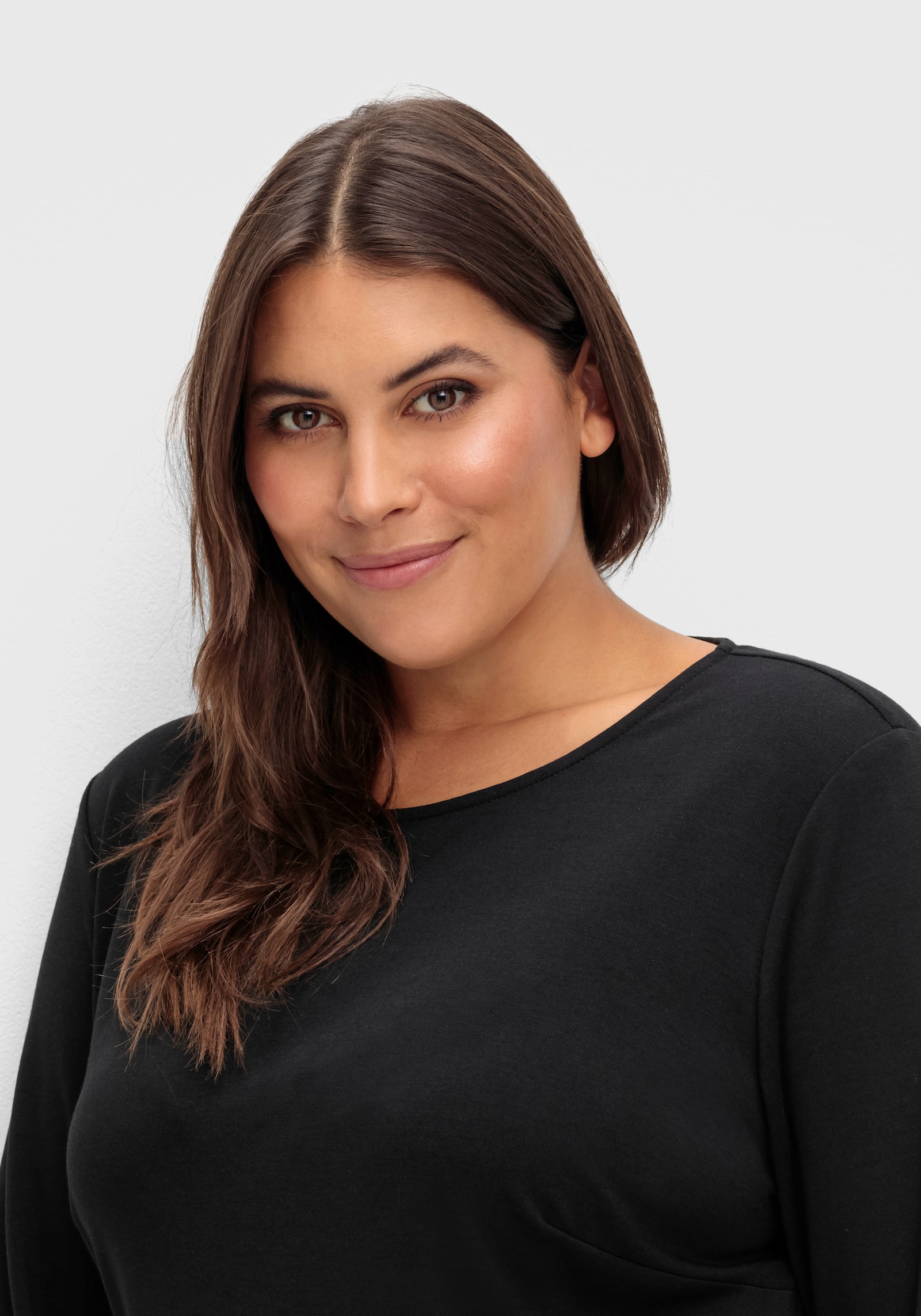 Jerseykleid mit elastischen Bündchen - schwarz