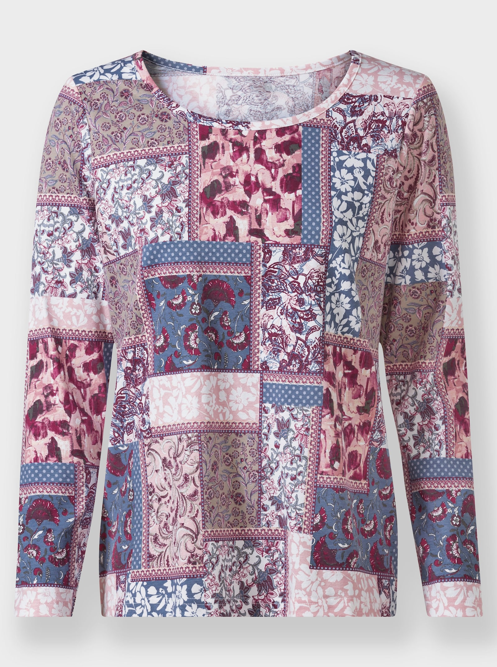 Shirt met print in patchlook - hortensia/duivenblauw bedrukt