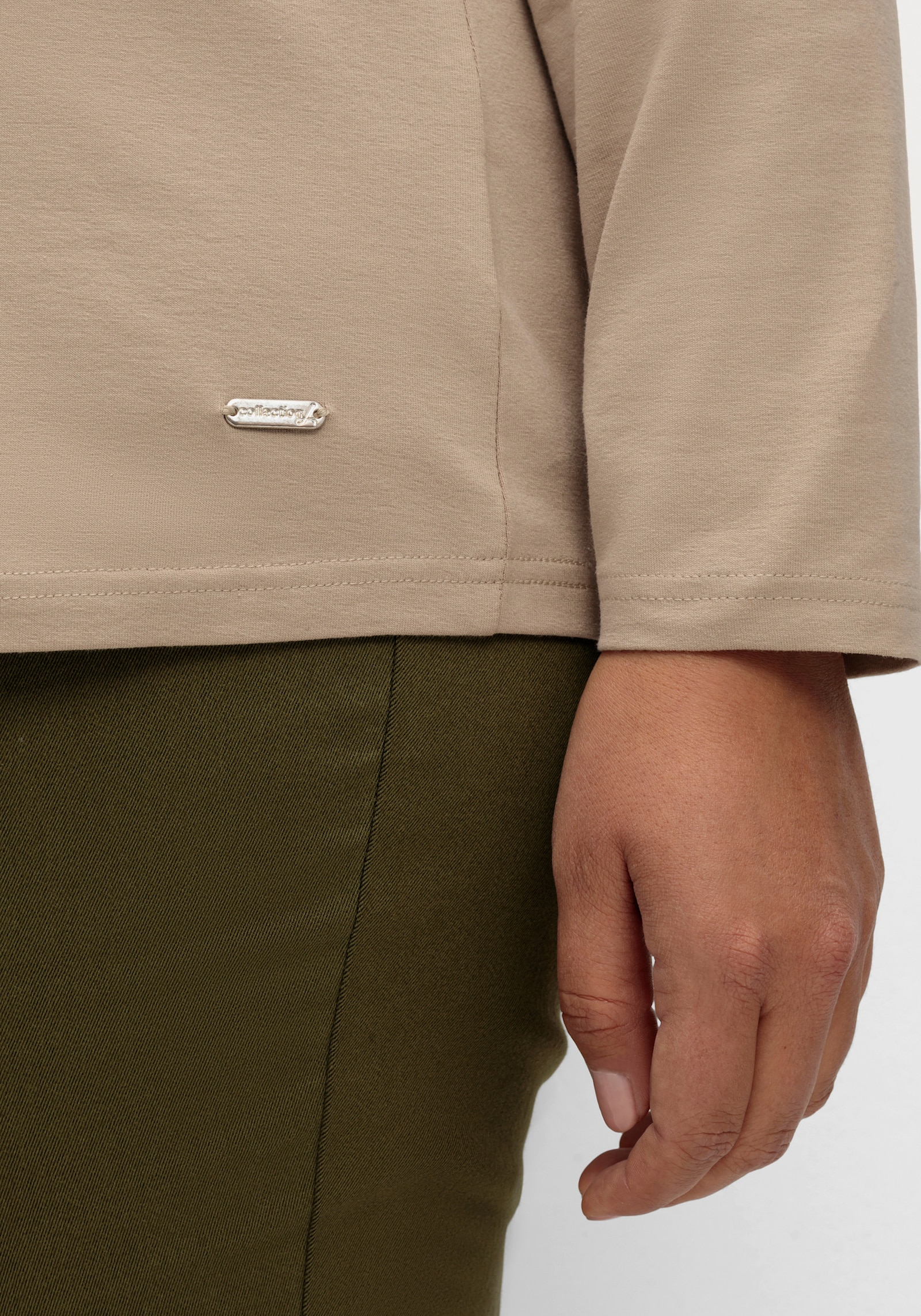 Rollkragenshirt mit langen Ärmeln - sesam