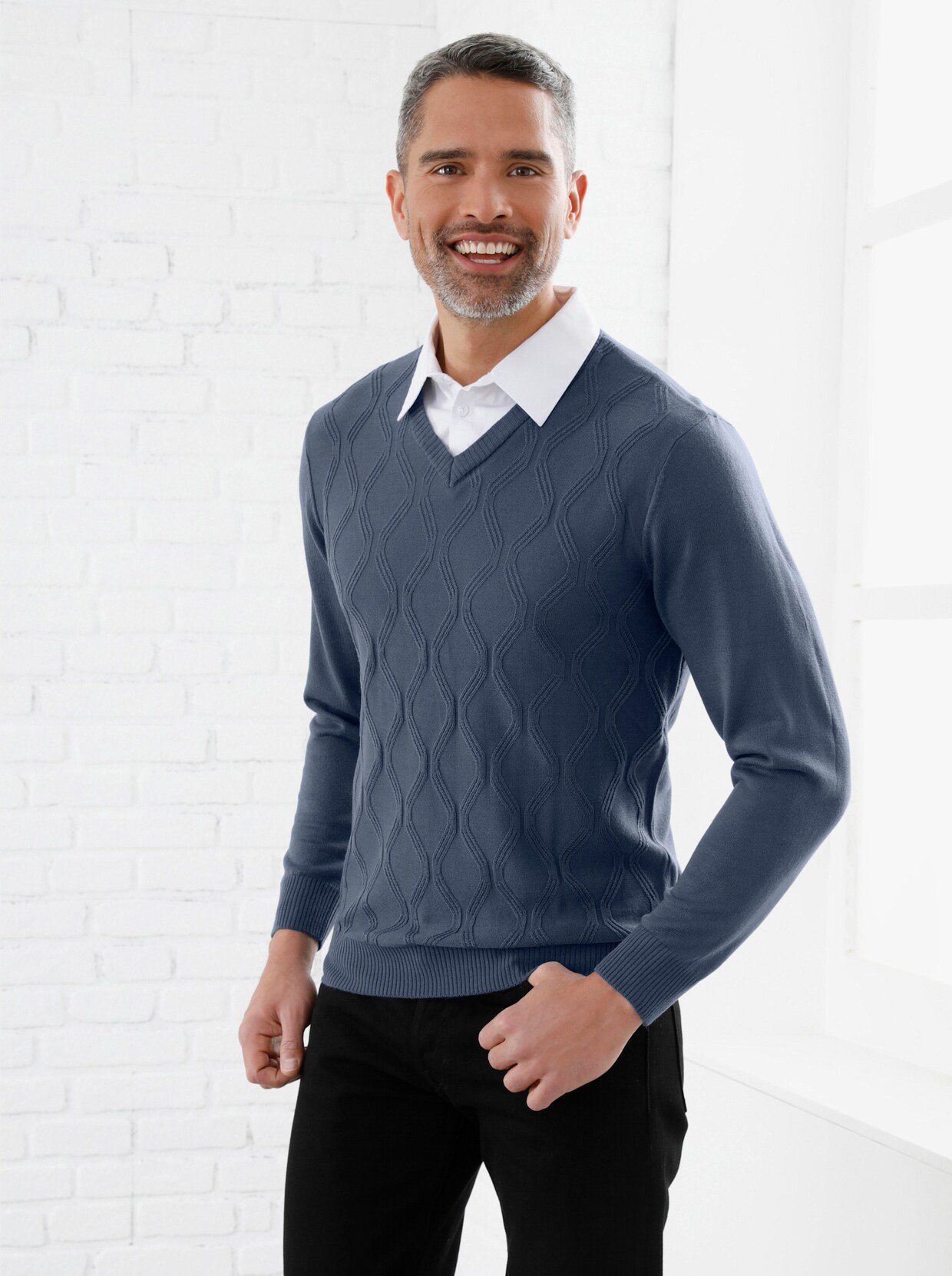 Pullover 2-in-1 - rookblauw