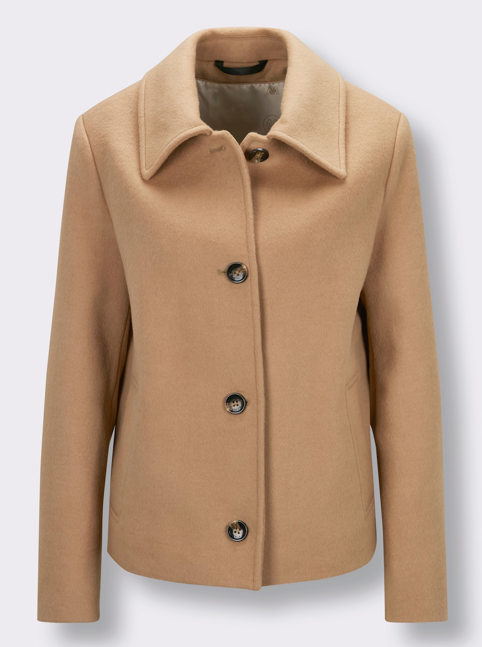 Manisa Wolljacke in Velours-Qualität - camel-meliert