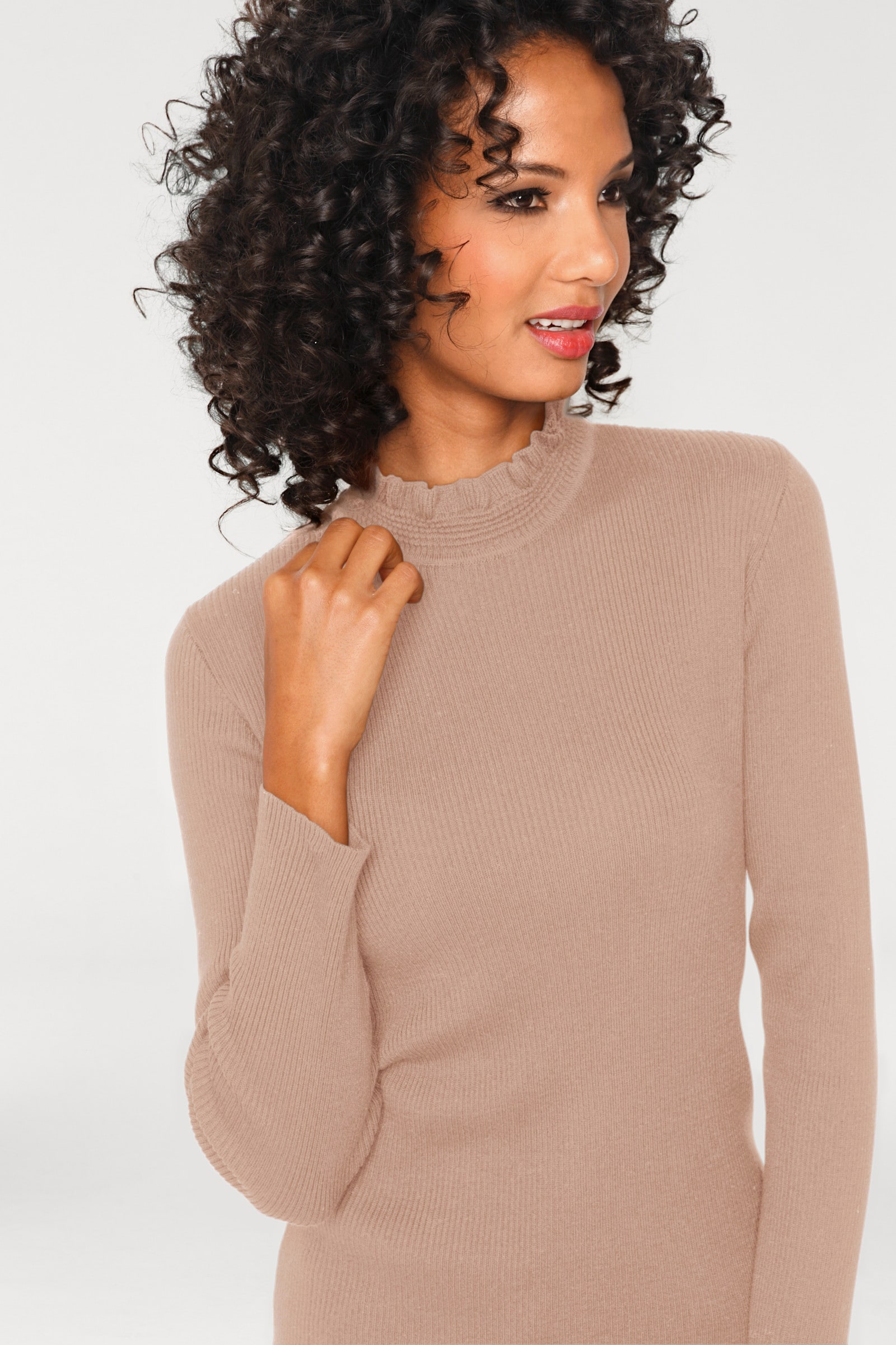 heine Stehkragenpullover in figurbetonender Form - rosé
