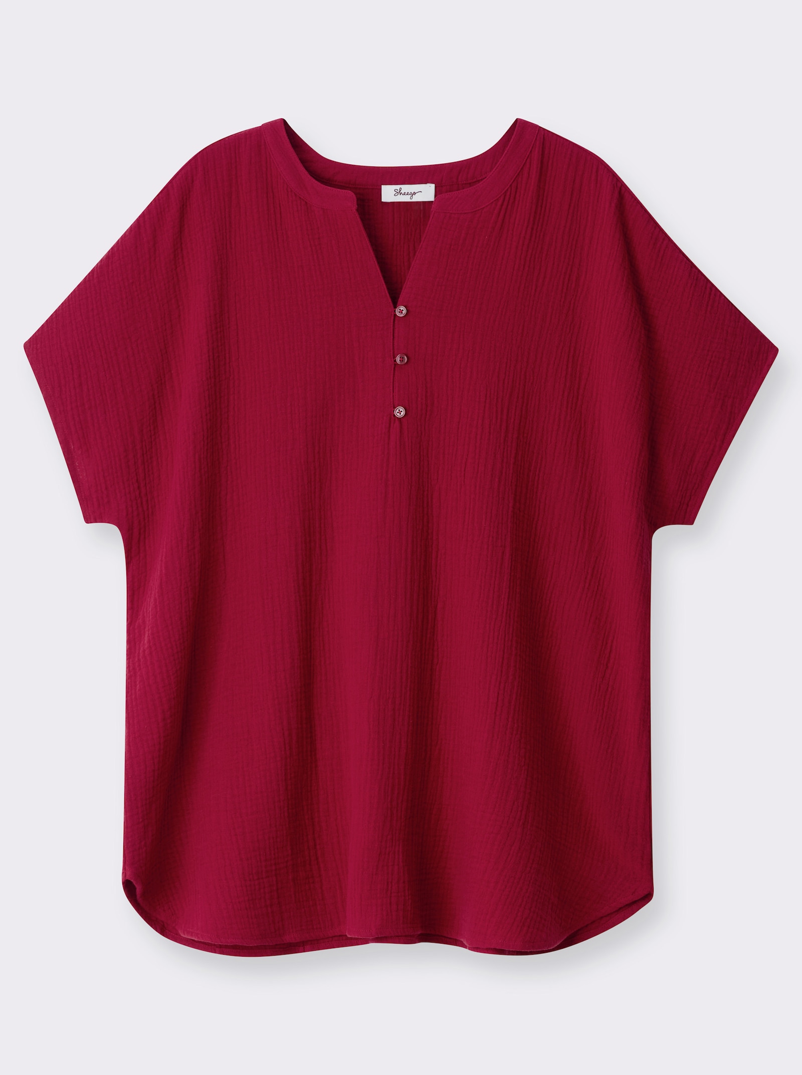 sheego Tunika mit überschnittenen Ärmeln - kirsche