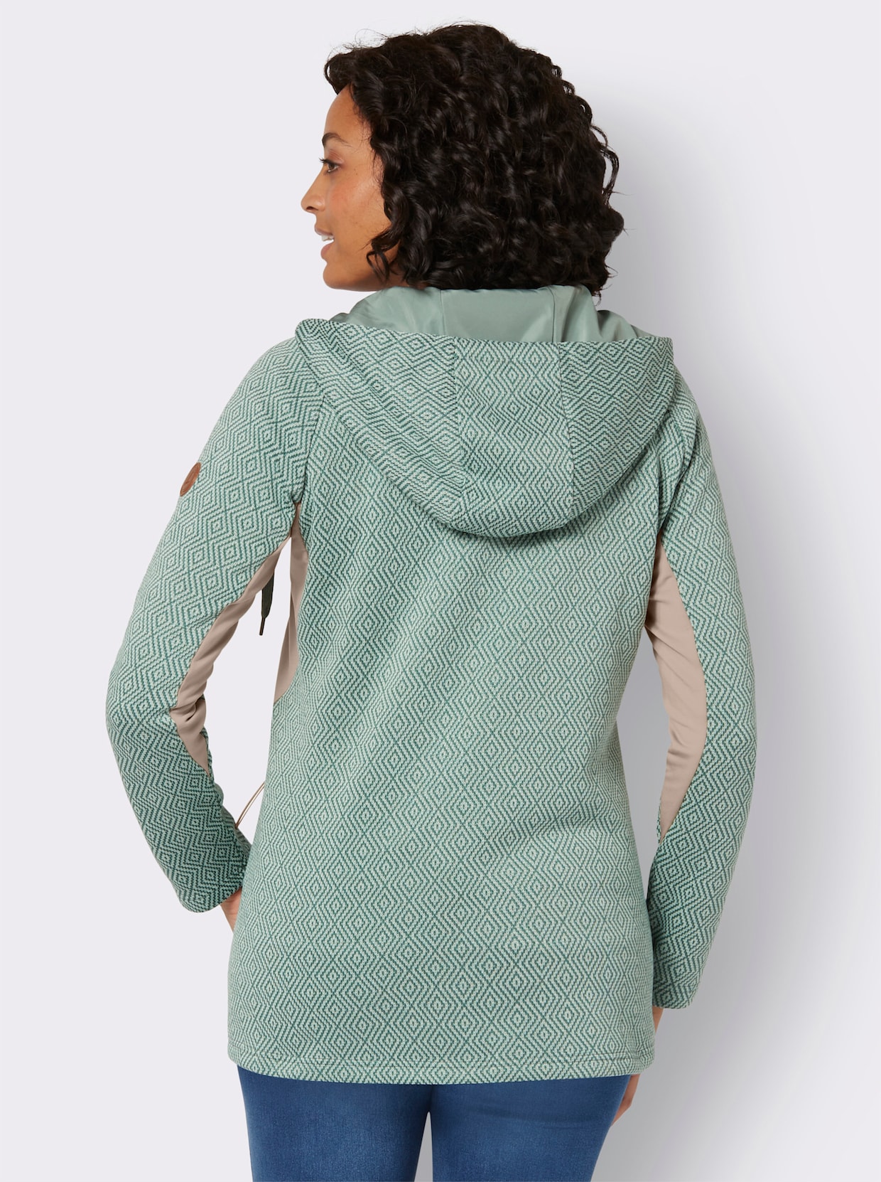 Strickfleece-Jacke - kalkmint-jade-gemustert