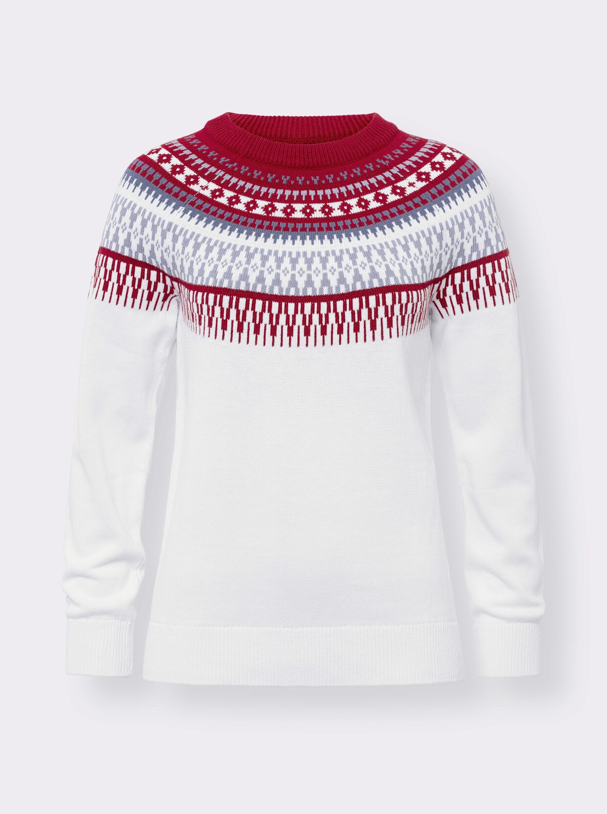 Norwegerpullover - ecru-gemustert