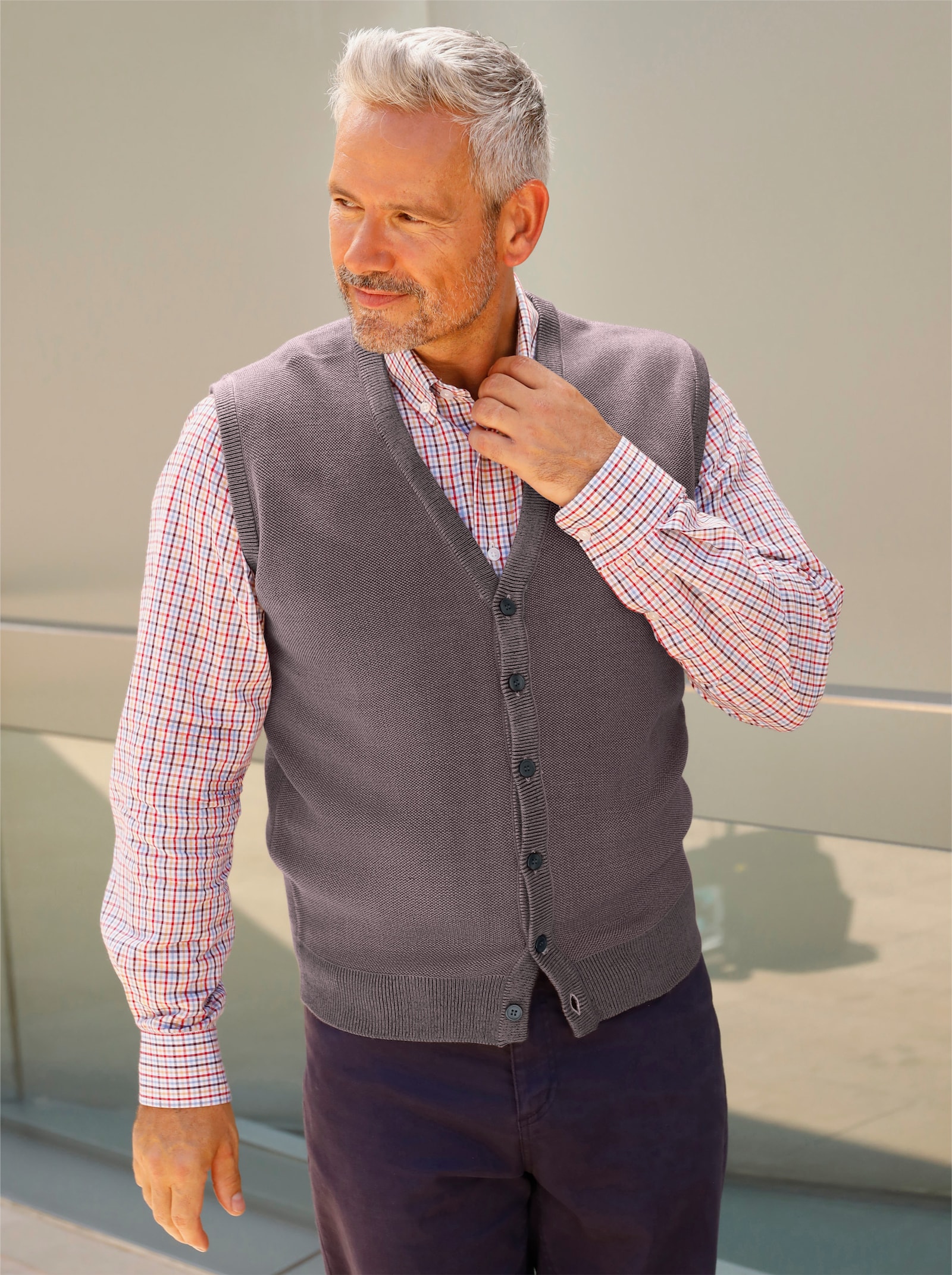 Marco Donati Strickweste in Two-tone-Optik - burgund-meliert