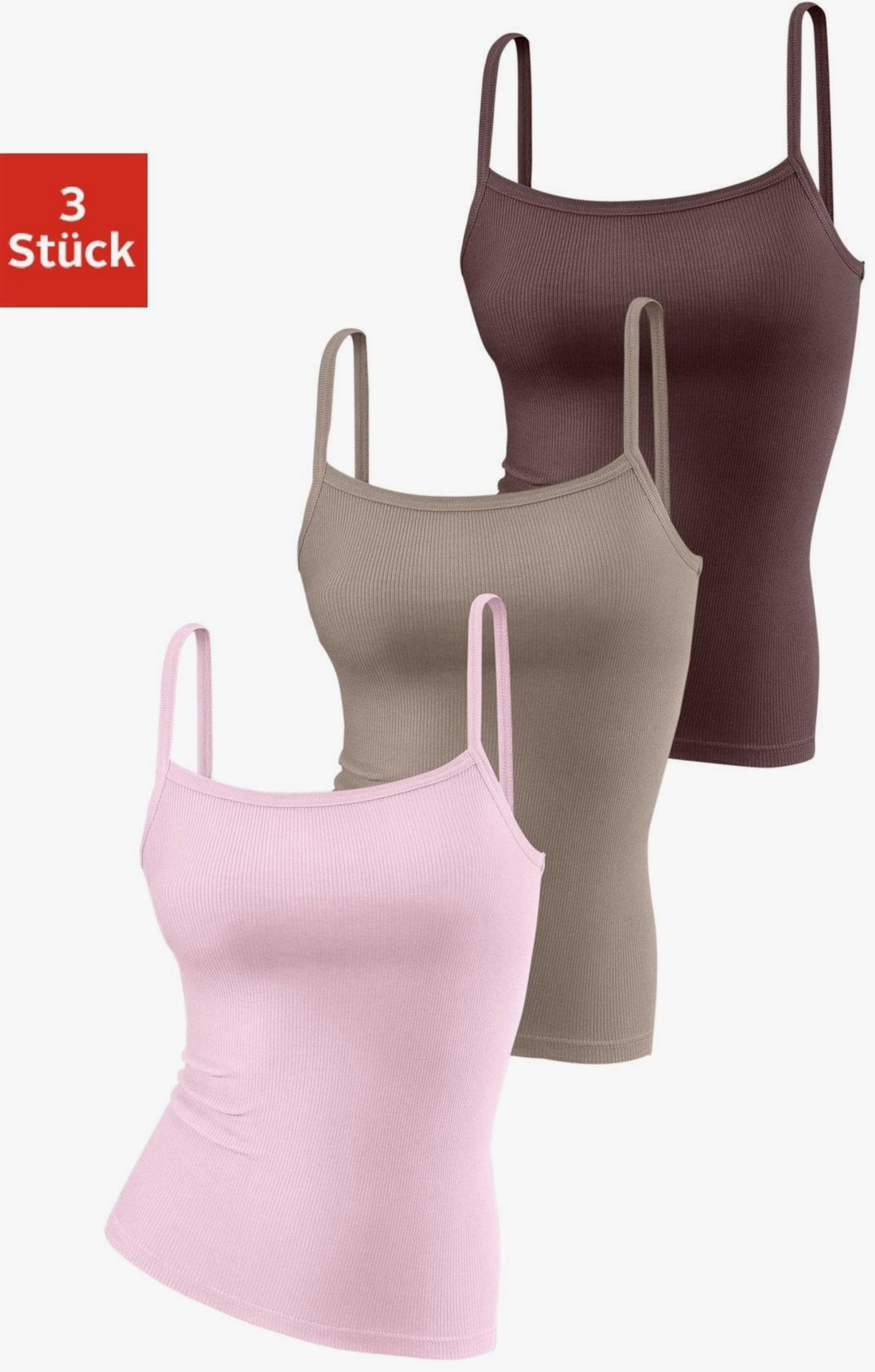 H.I.S Spaghettitop - rosa, taupe, braun