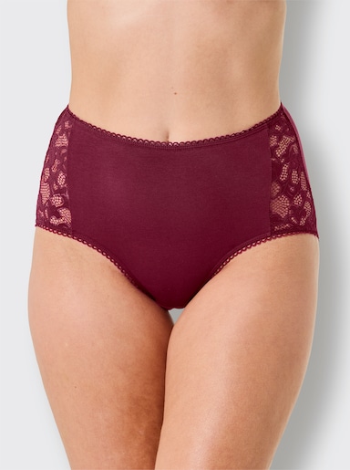 wäschepur Taillenslip mit breitem Spitzen-Einsatz - bordeaux