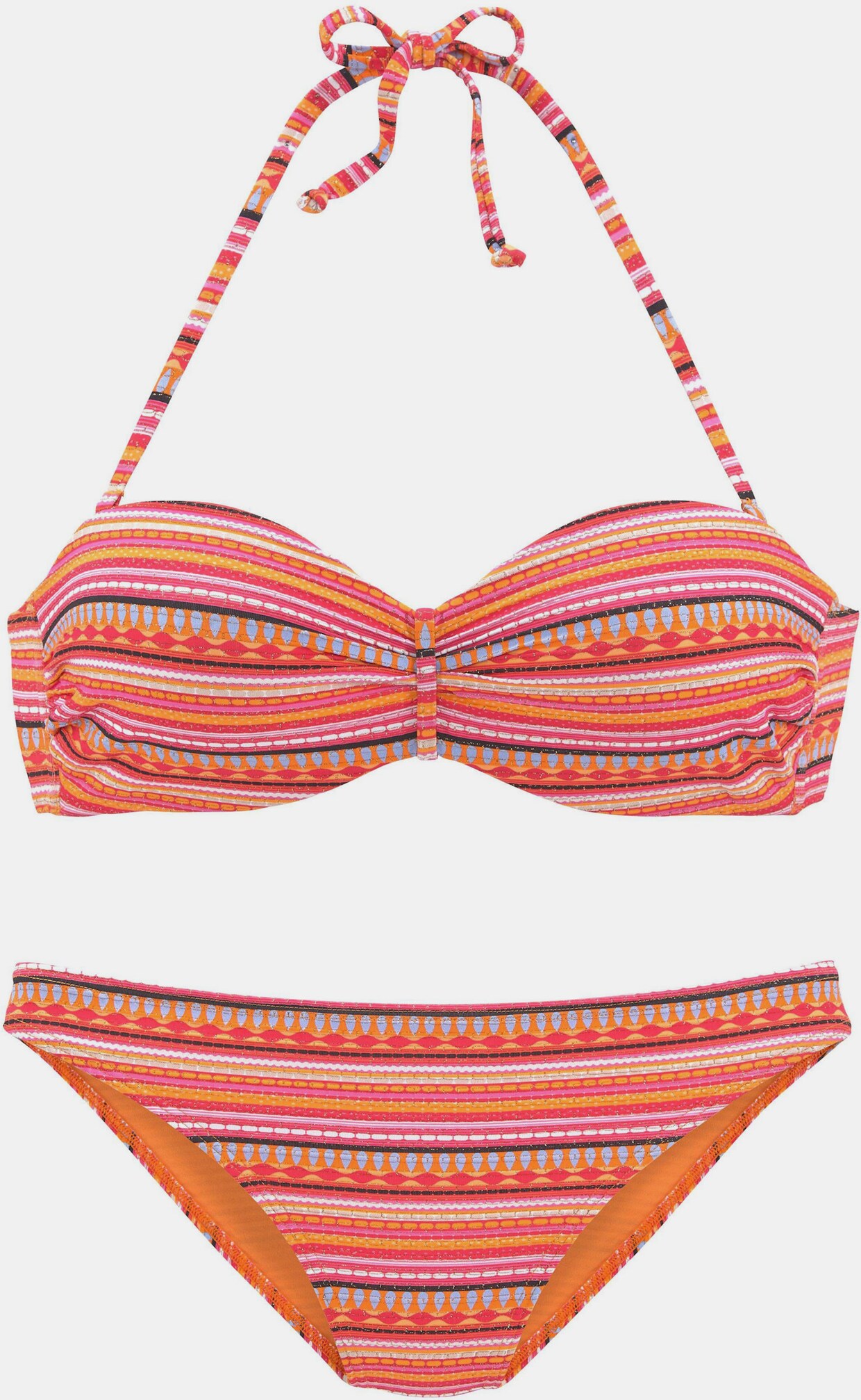 LASCANA Bandeaubikini met beugel - oranje gestreept