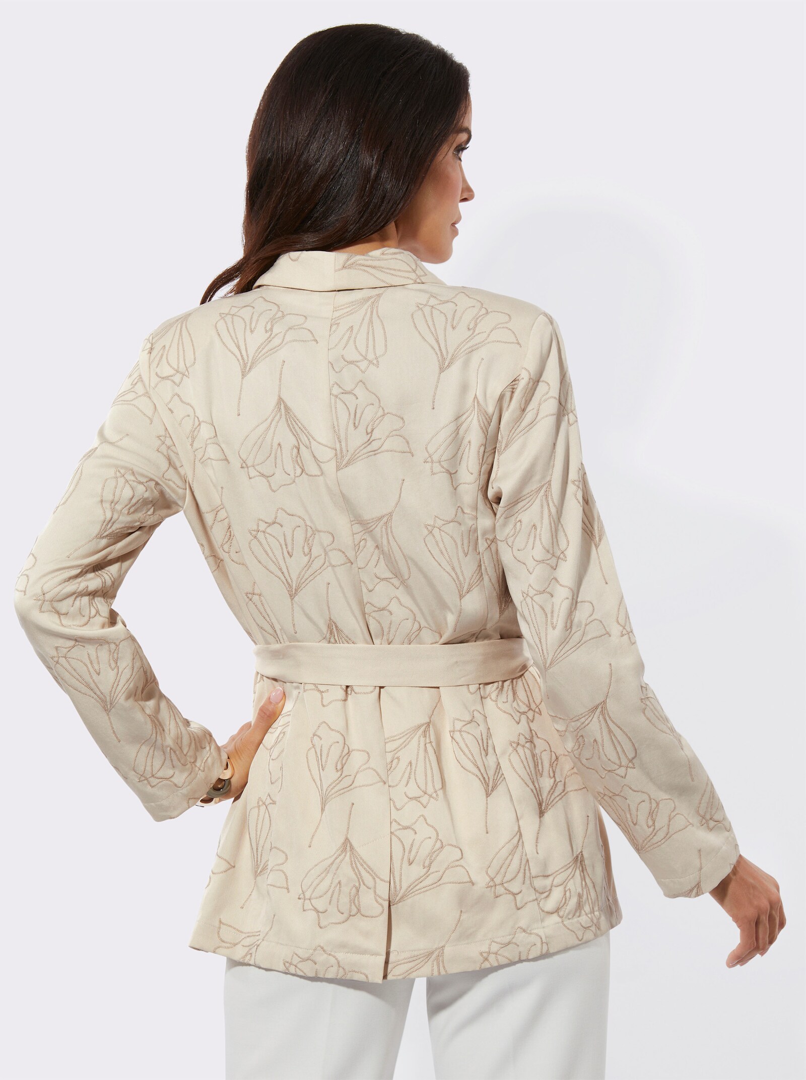 Blusenjacke mit knöpfbarem Gehschlitz hinten - sand