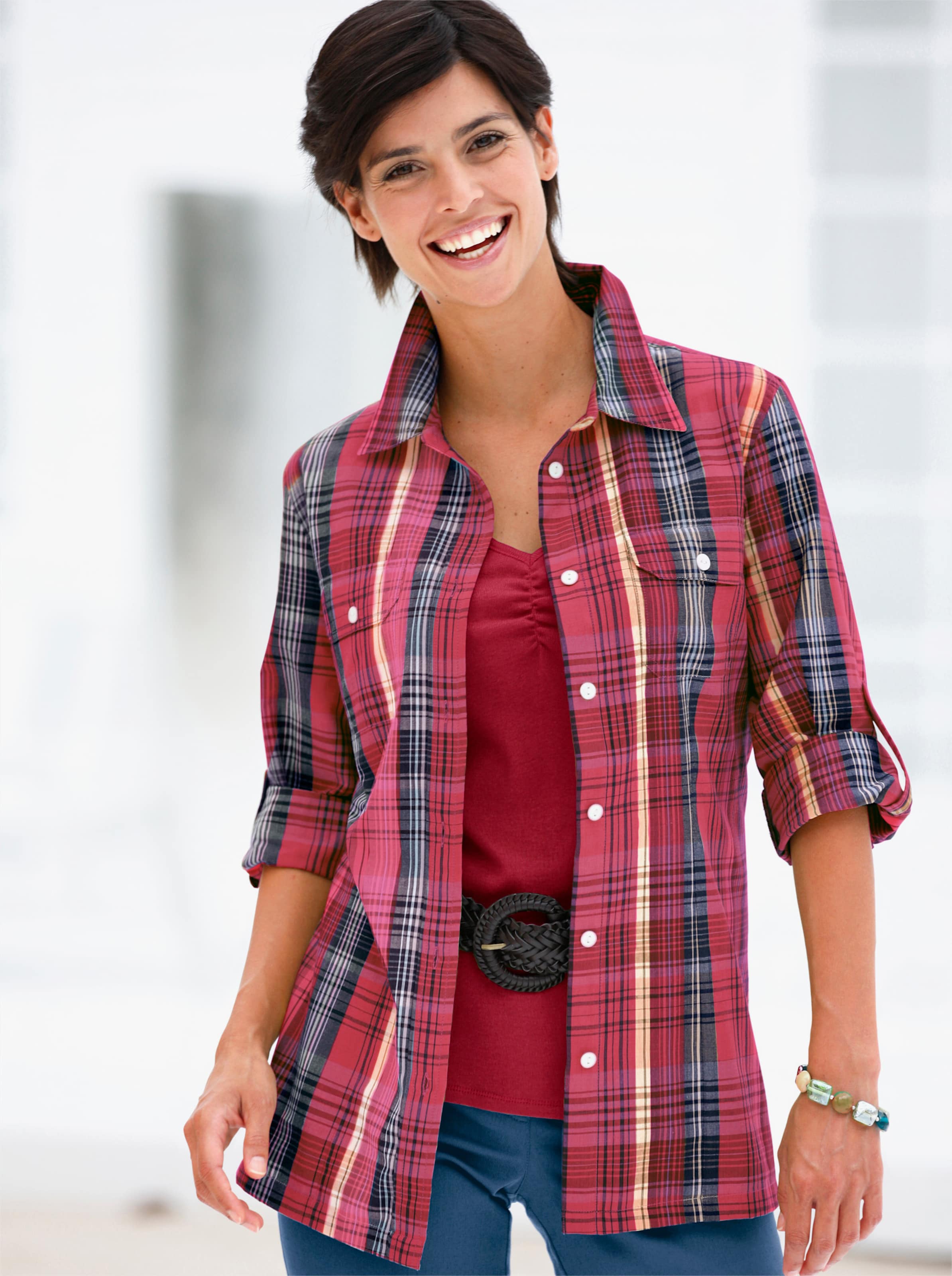 Elegante Geprinte Set Rood-Gebroken Wit main image 1