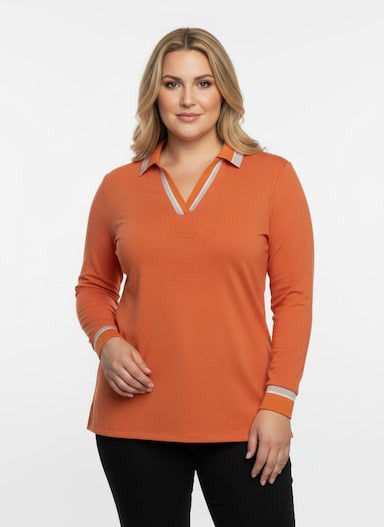 Poloshirt mit Kontrast-Akzenten - orange-sand-gemustert