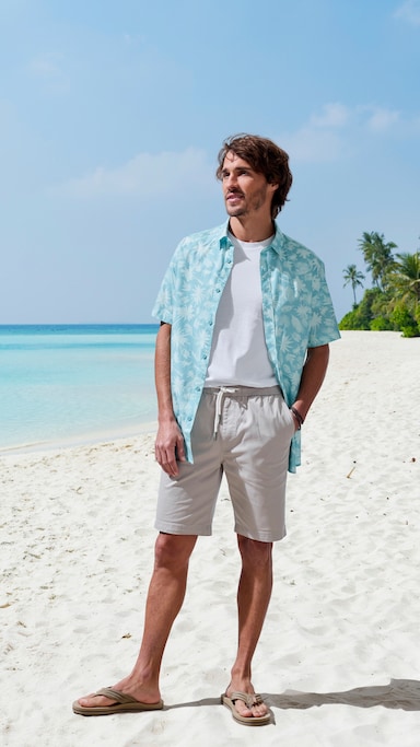 Beachtime Hawaiihemd - türkis-bedruckt