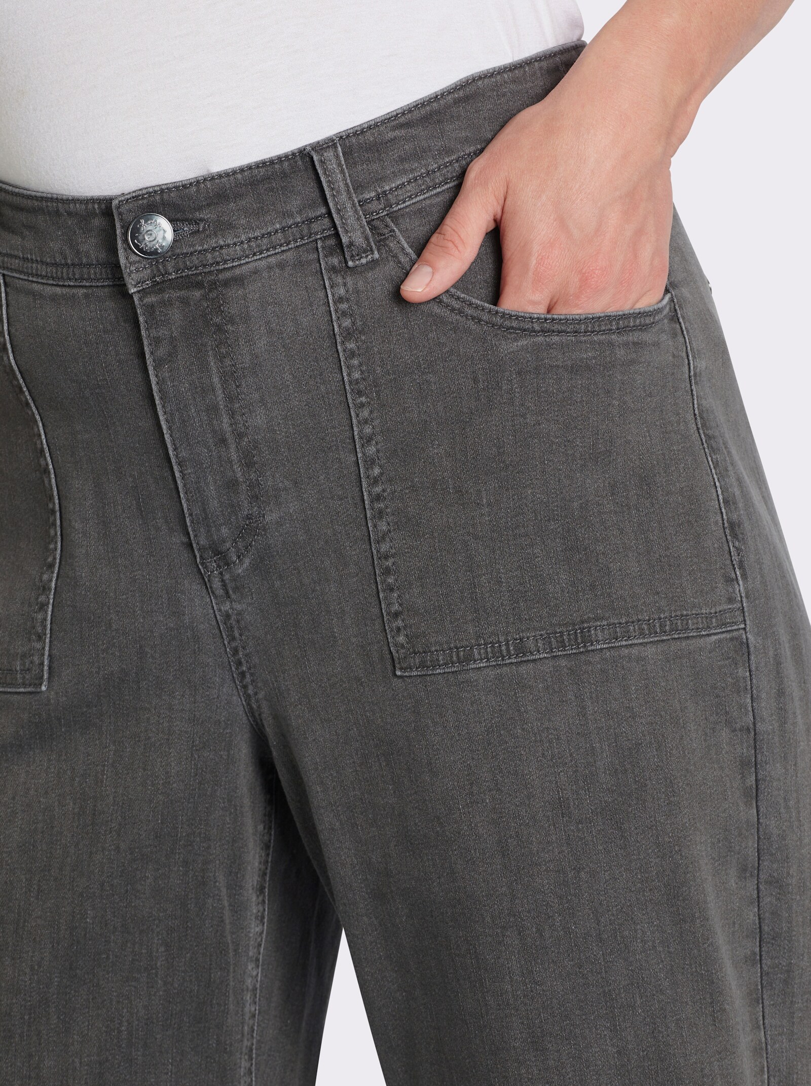 sheego Jeans in weitem Beinverlauf - grey denim