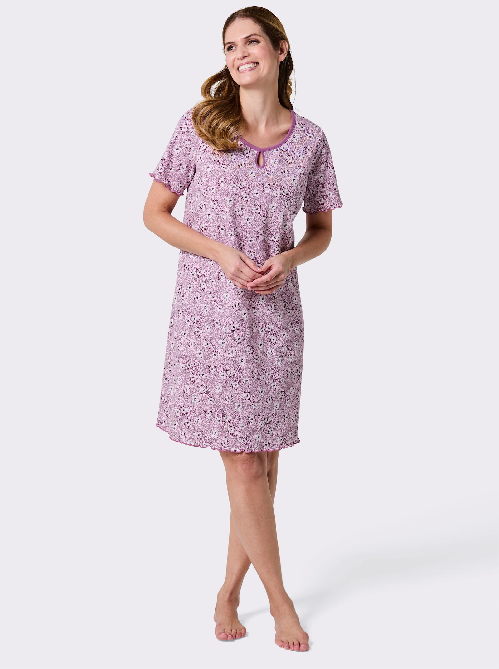 wäschepur Sleepshirt mit floralem Druck - hellrosé-violett-bedruckt