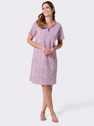 wäschepur Sleepshirt mit floralem Druck - hellrosé-violett-bedruckt