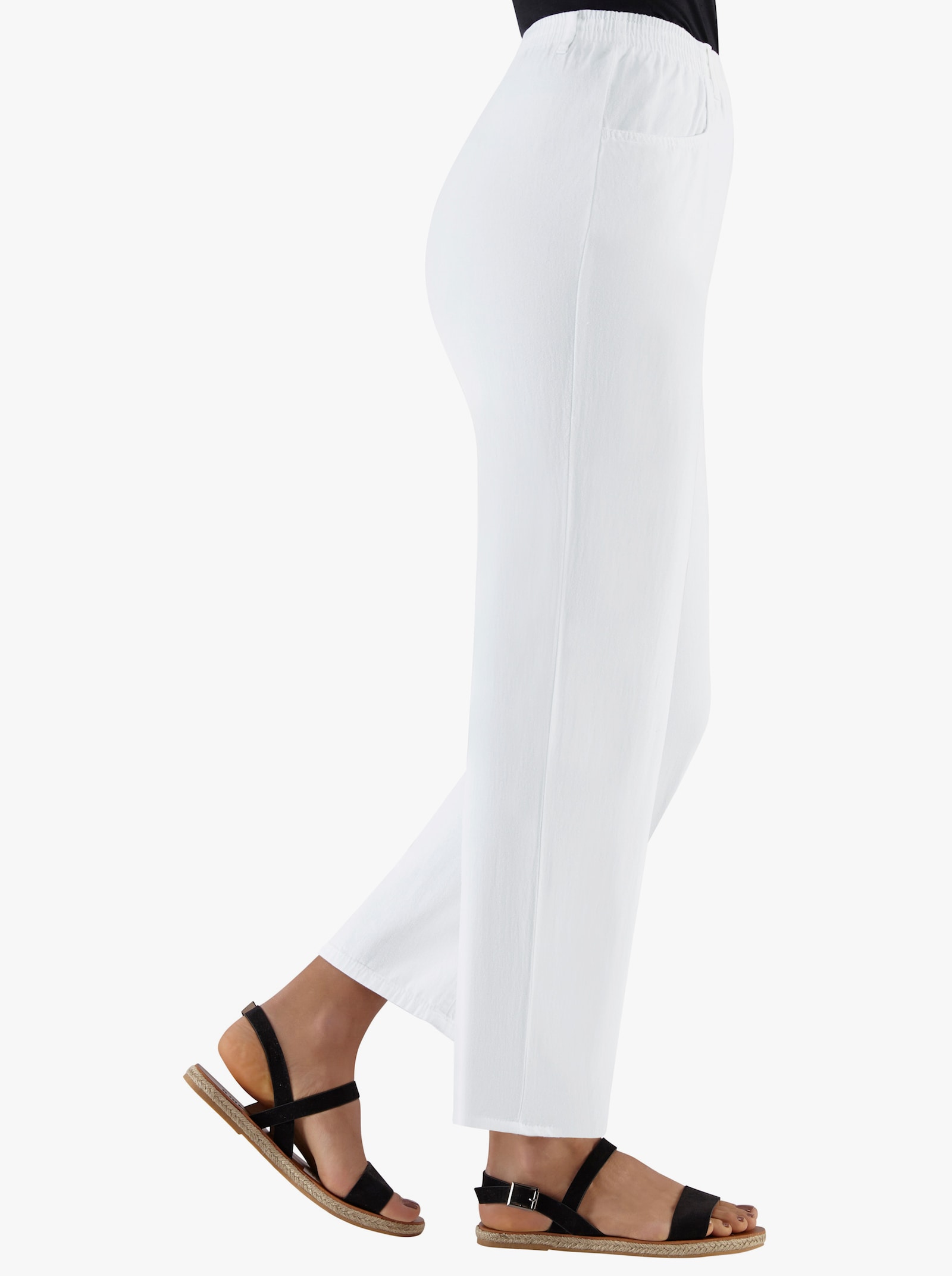 Bomullsbyxa med resår, lättskött - vit