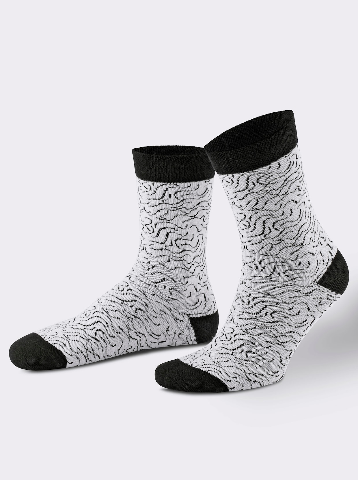 wäschepur Damen-Socken - weiß-schwarz-gemustert