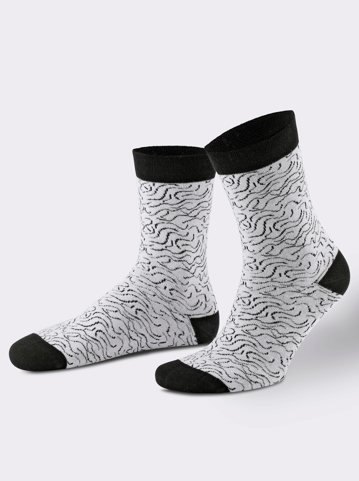 wäschepur Damen-Socken - weiss-schwarz-gemustert