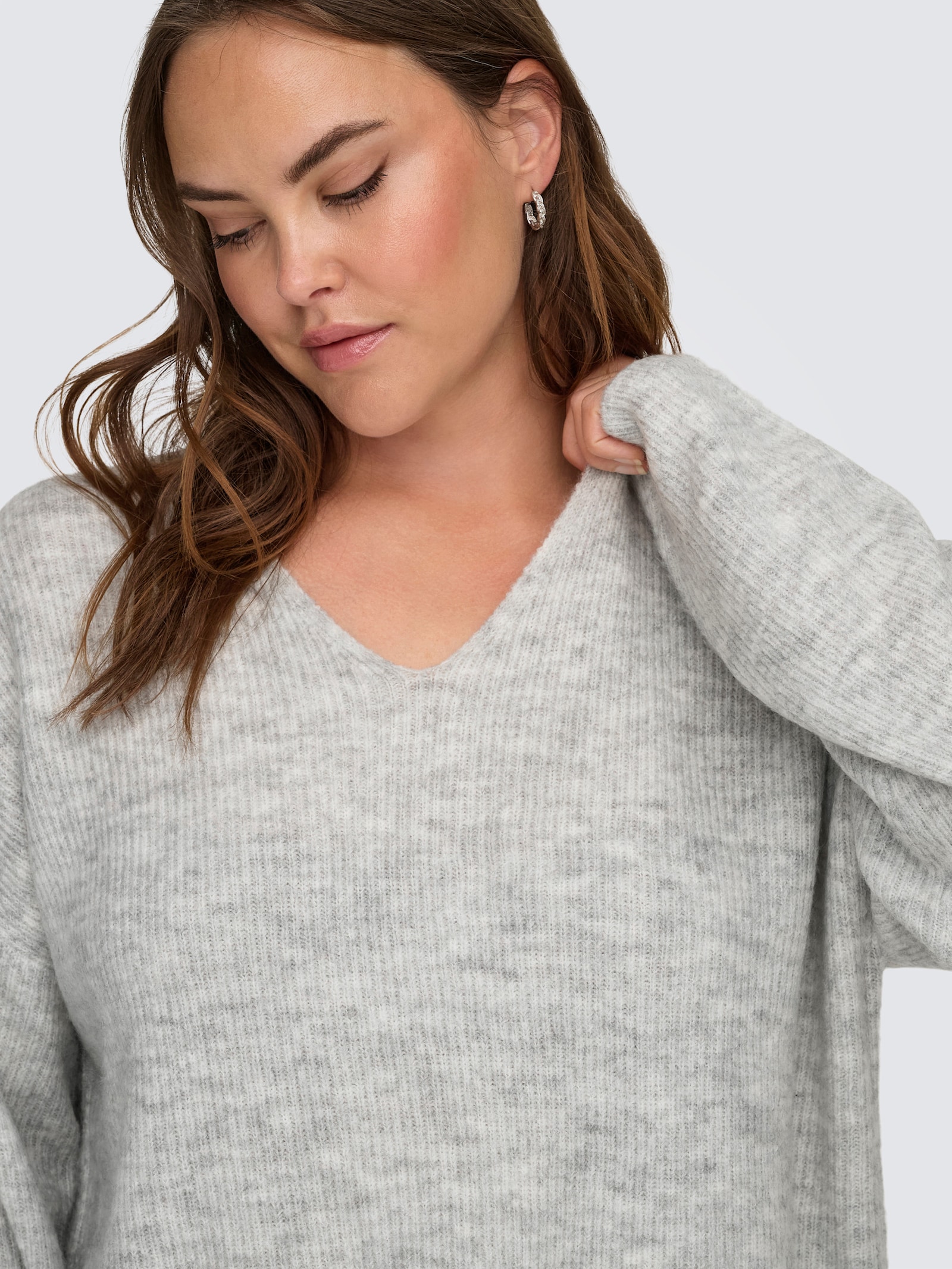 ONLY CARMAKOMA Strickpullover - light grey melange