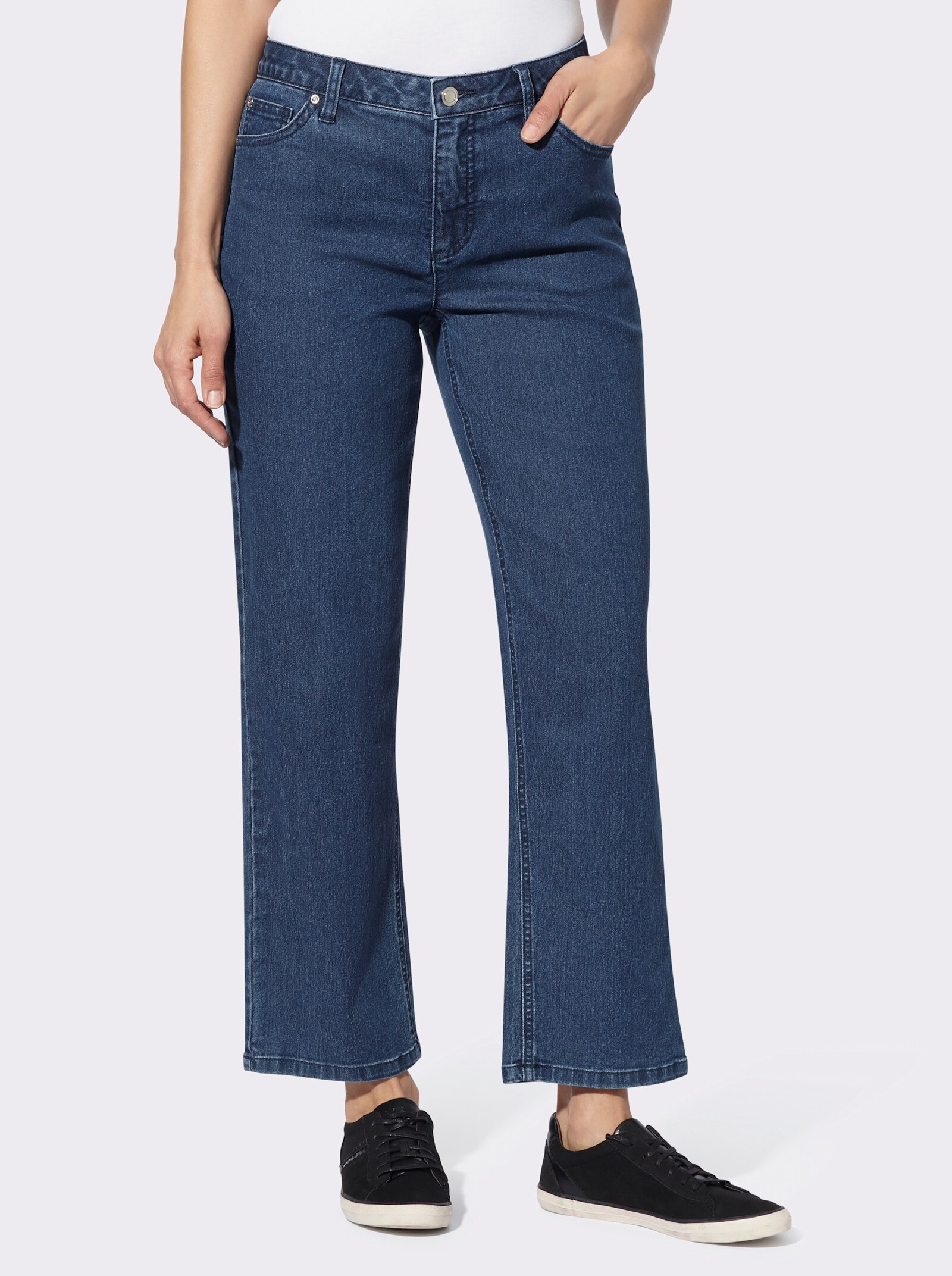 Jeans in enkellang model - blue-stonewashed