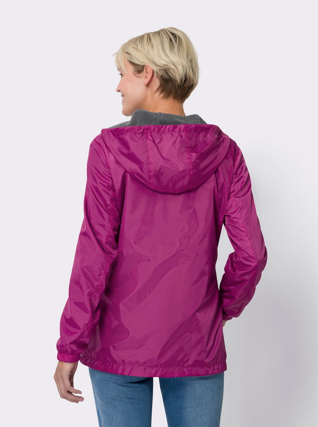 Obojstranná flaušová bunda - purpurová