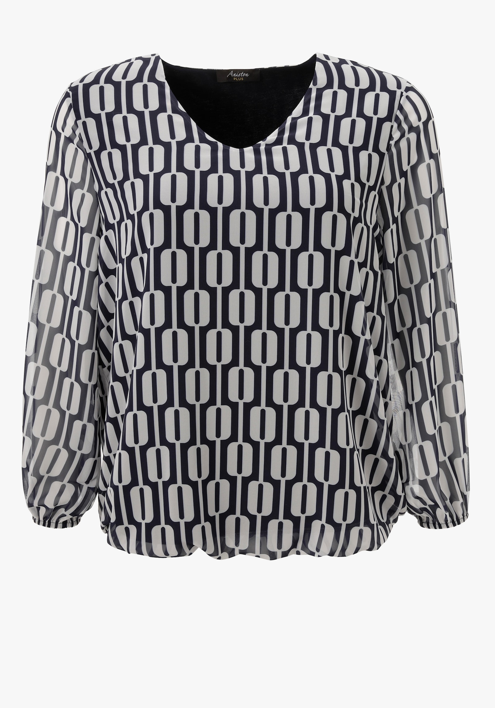 Aniston PLUS Schlupfbluse - marine-weiß
