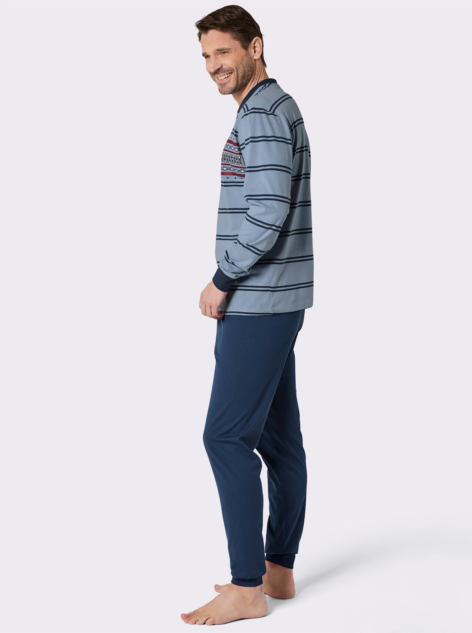 wäschepur men Schlafanzug - bleu-dunkelblau-gestreift