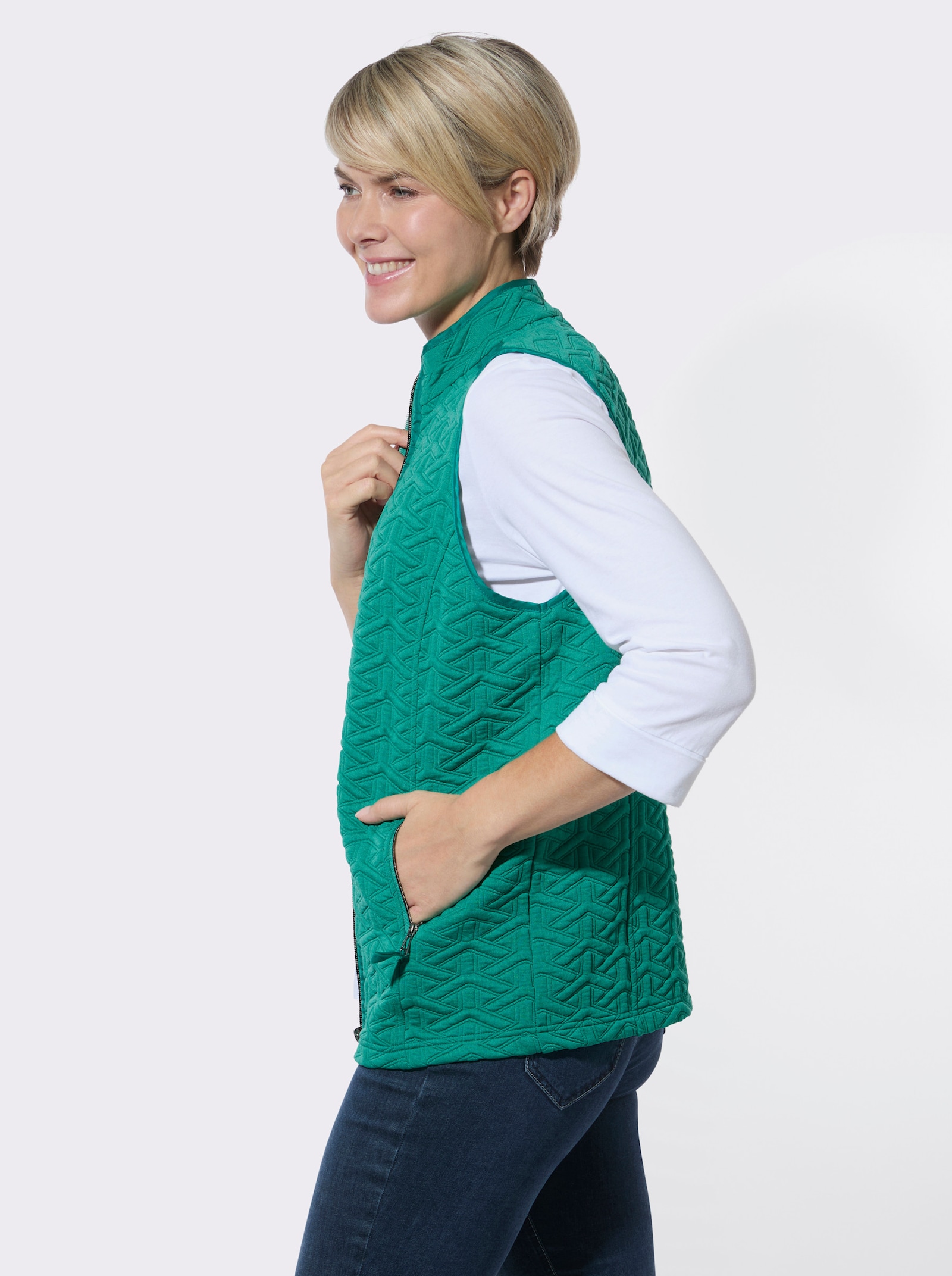 Jerseyweste mit Jacquardmuster - smaragd