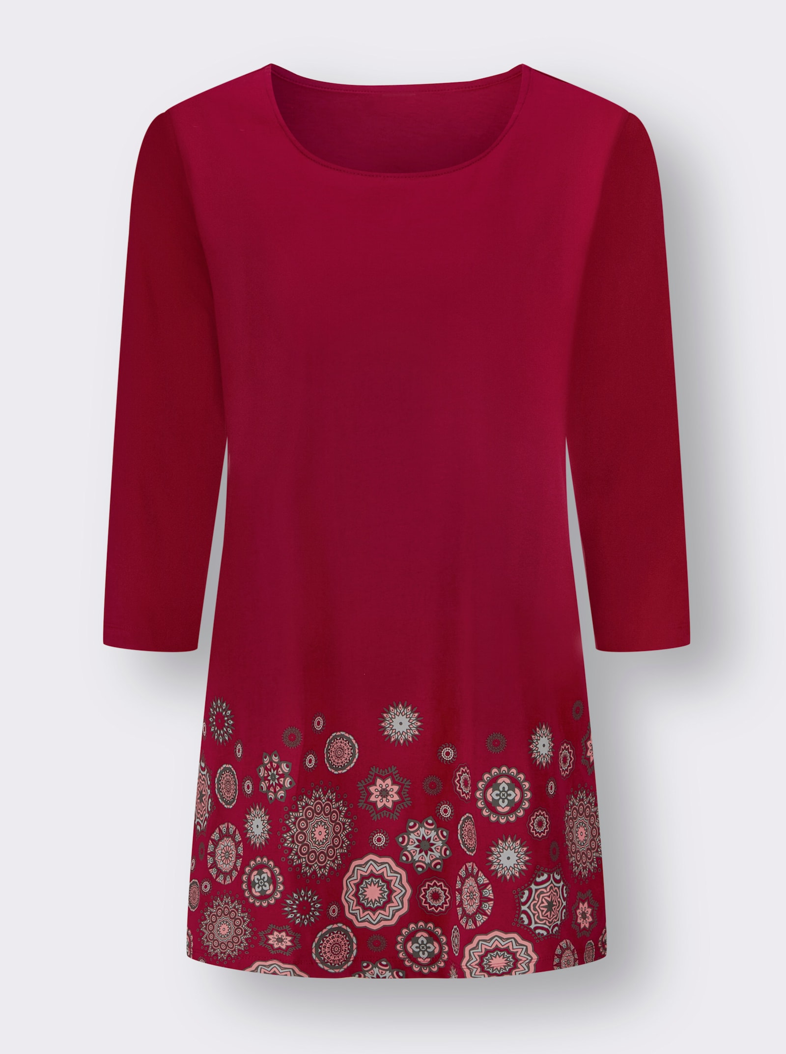 Topp med trekvartsärmar - körsbär-flamingo