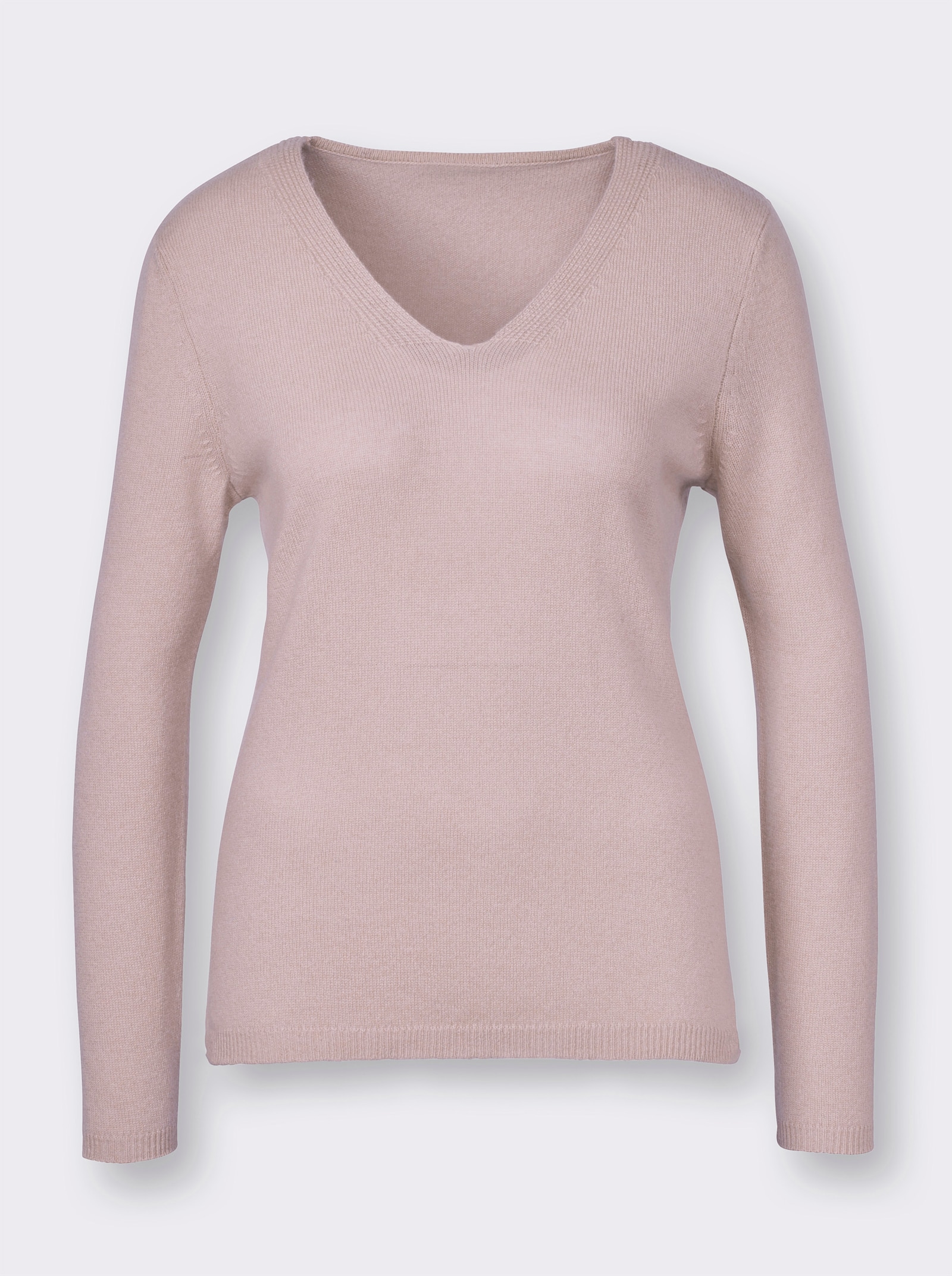 CREATION L PREMIUM Kaschmirpullover mit V-Ausschnitt - rosé-meliert
