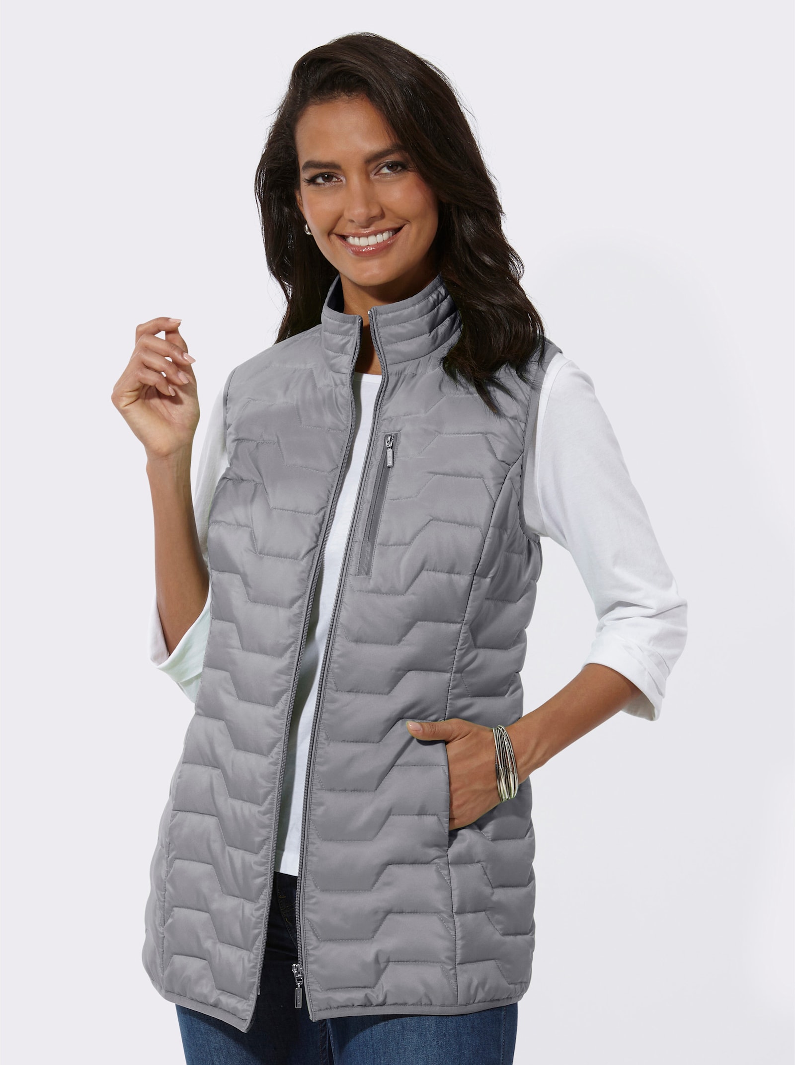 Steppweste aus recyceltem Polyester - steingrau