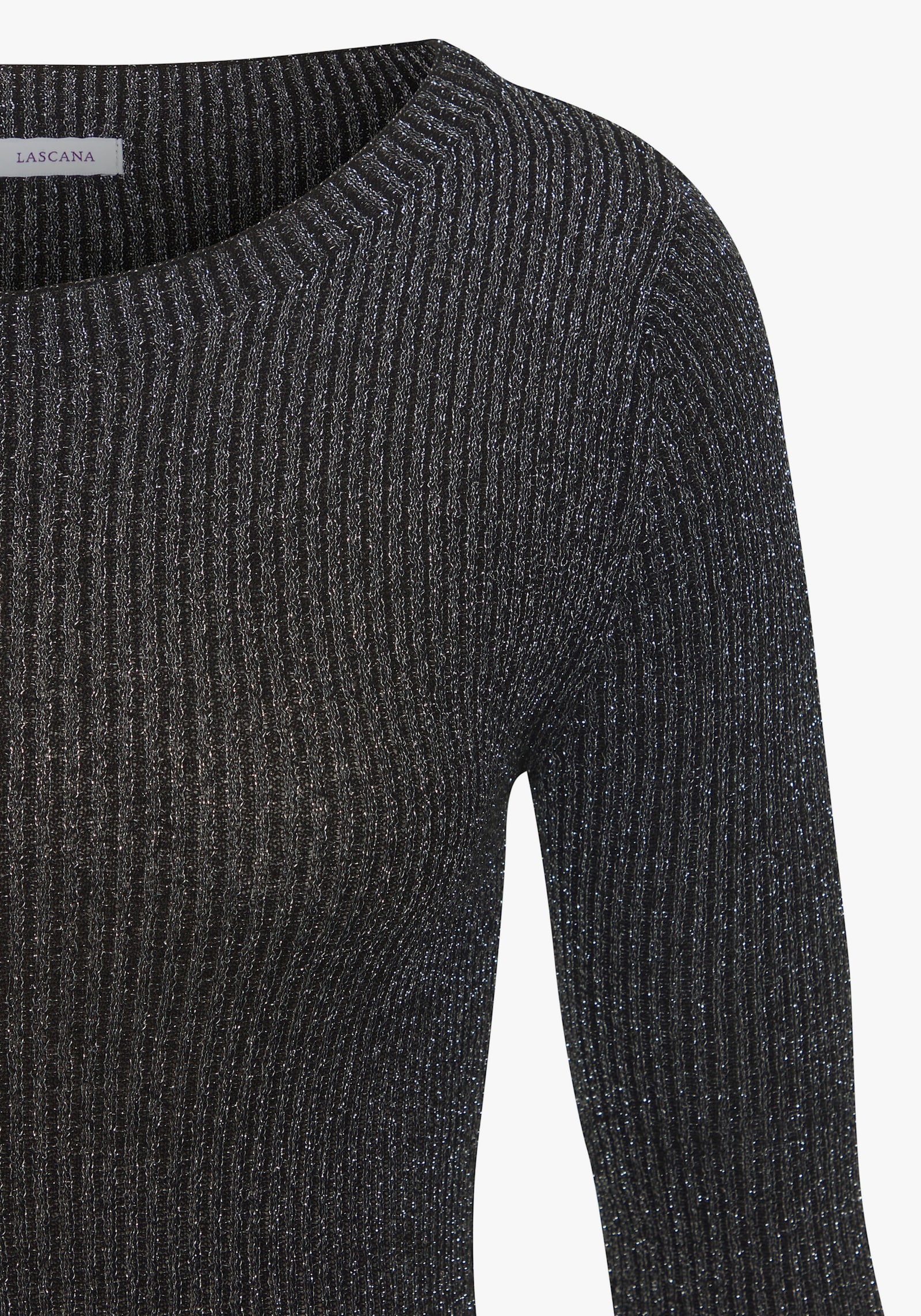 LASCANA Strickpullover - schwarz-silberfarben