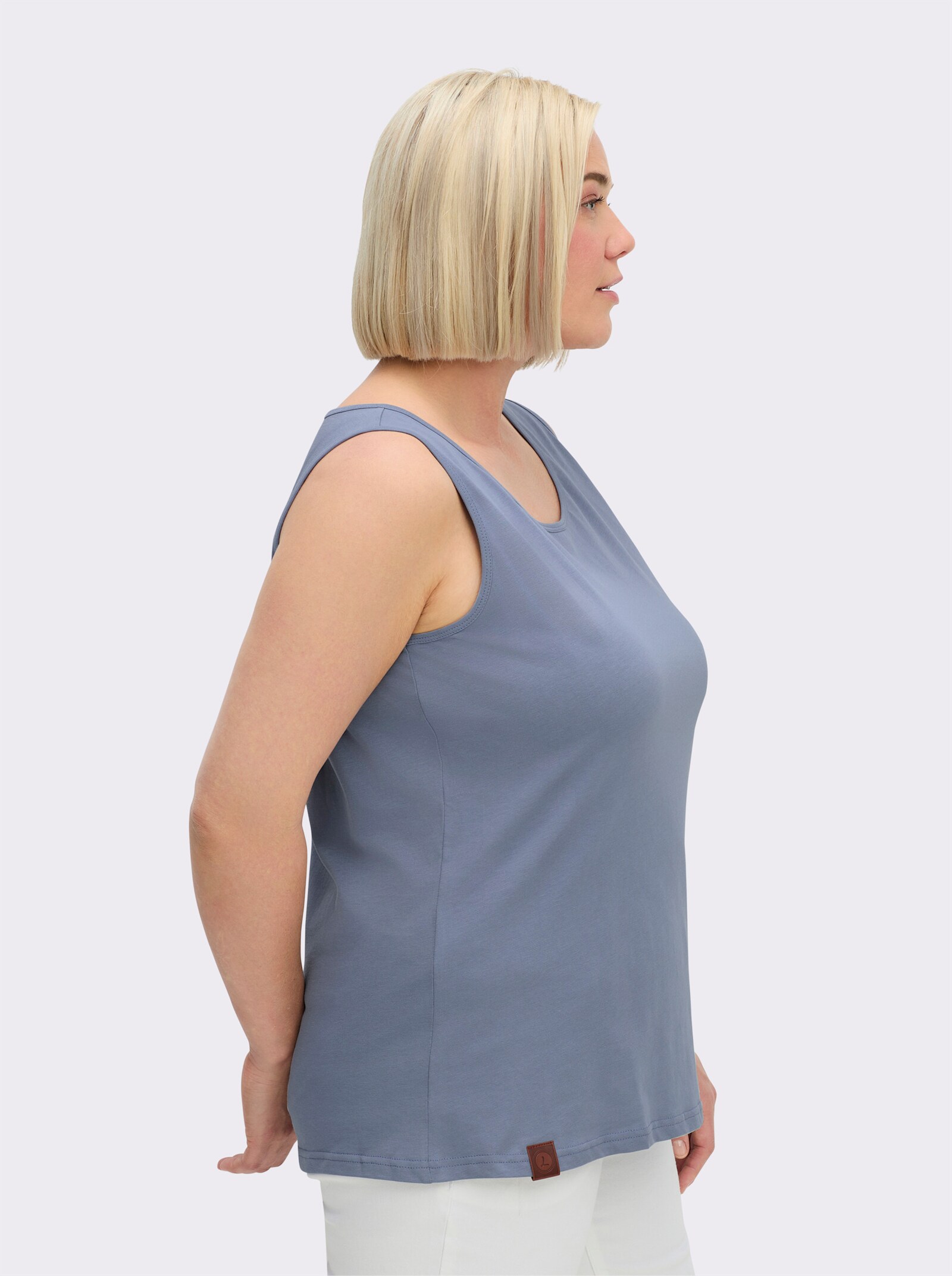 Shirttop aus reiner Baumwolle - taubenblau