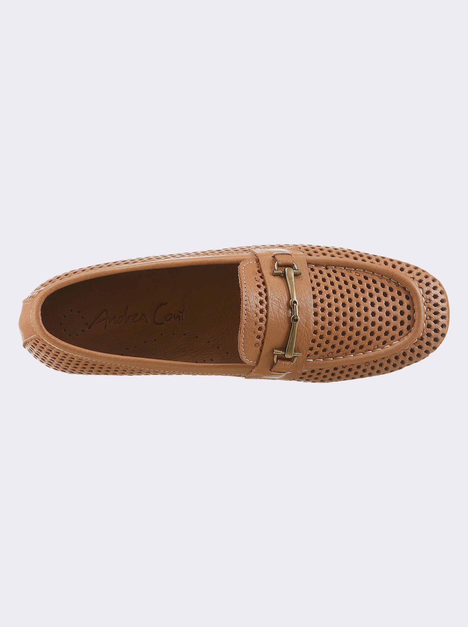 Andrea Conti Slipper mit feinem Lochmuster - cognac