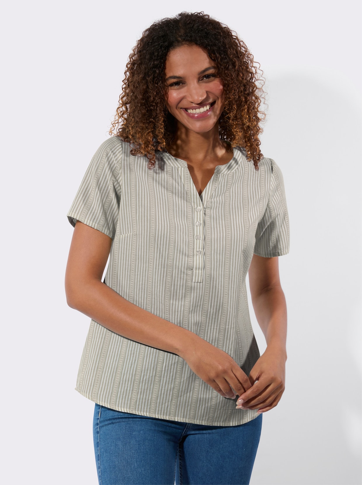 Gestreifte Bluse - schlamm-gestreift