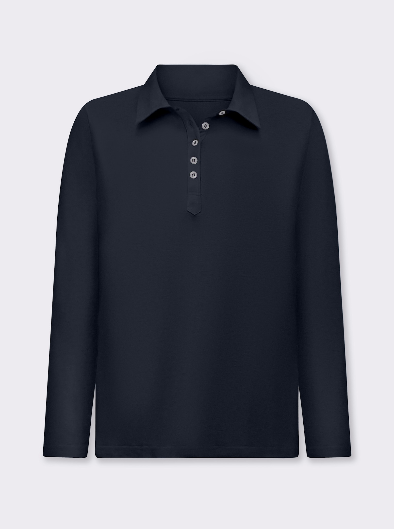 Langarm-Poloshirt in reiner Baumwoll-Qualität - marine
