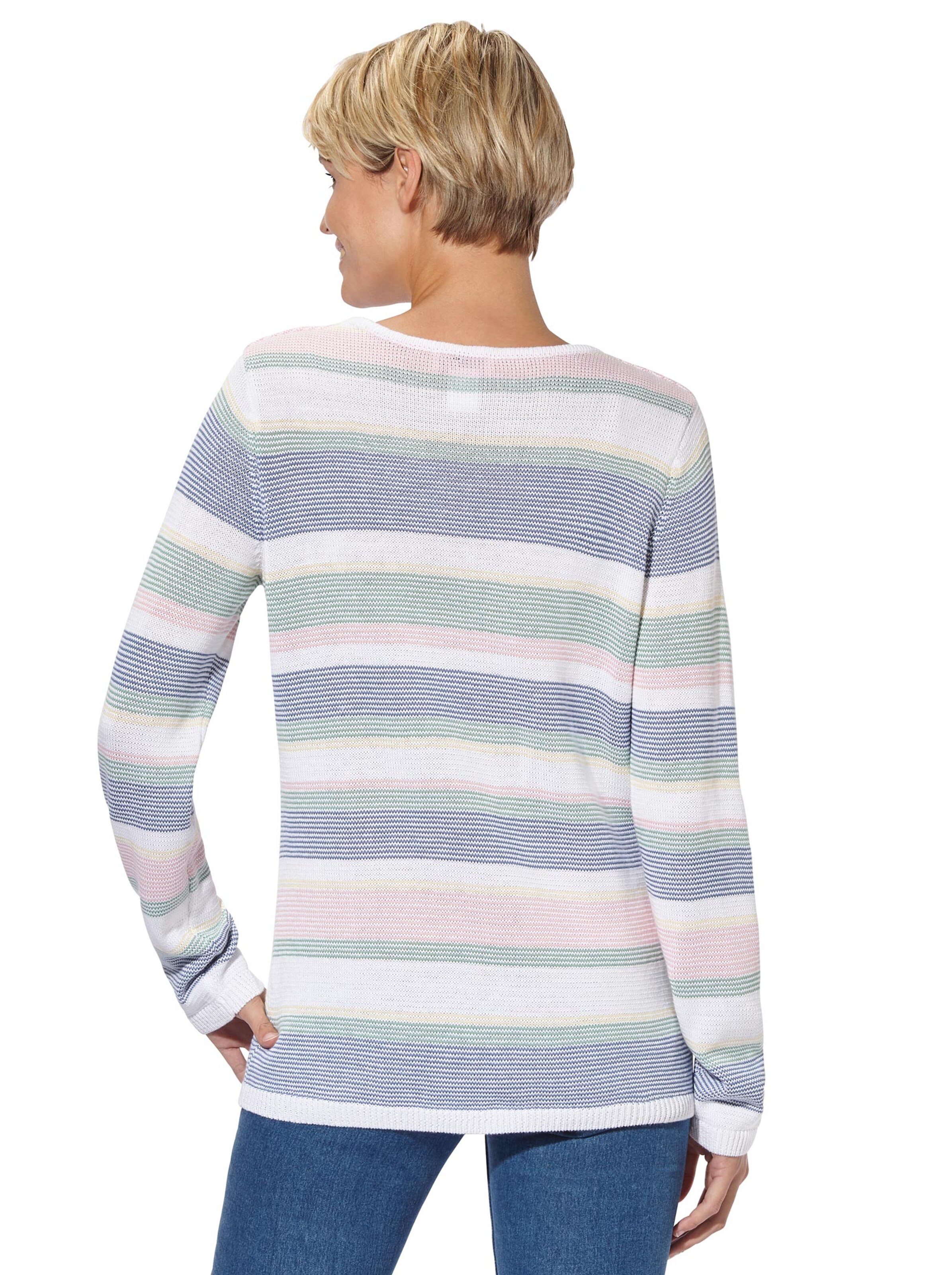 Collection L Pullover - ecru-blau-gestreift